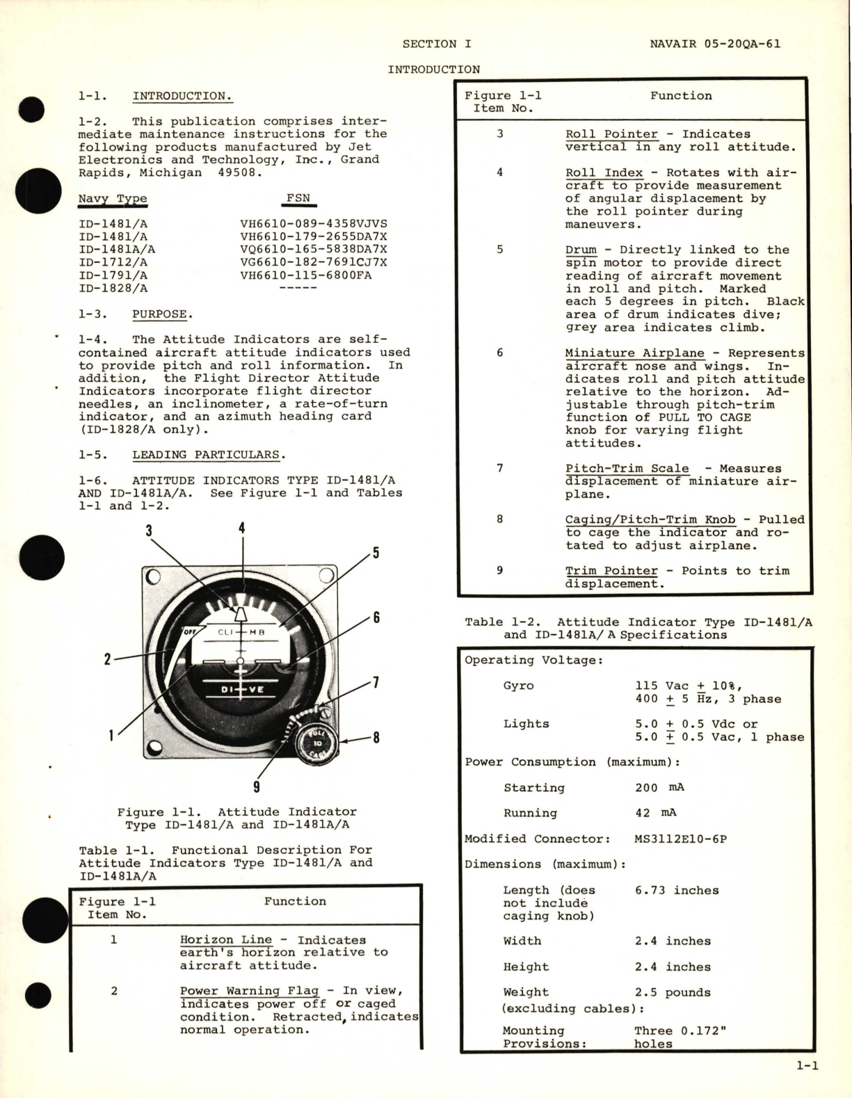 Sample page 7 from AirCorps Library document: Maintenance for Attitude Indicator Model No. AI-803A, AI-803D, AI-803G, AI-903B, ADI-350A, Part No. 501-1022,  501-1049, 501-1049, 501-1077, 501-1099, 501-1100