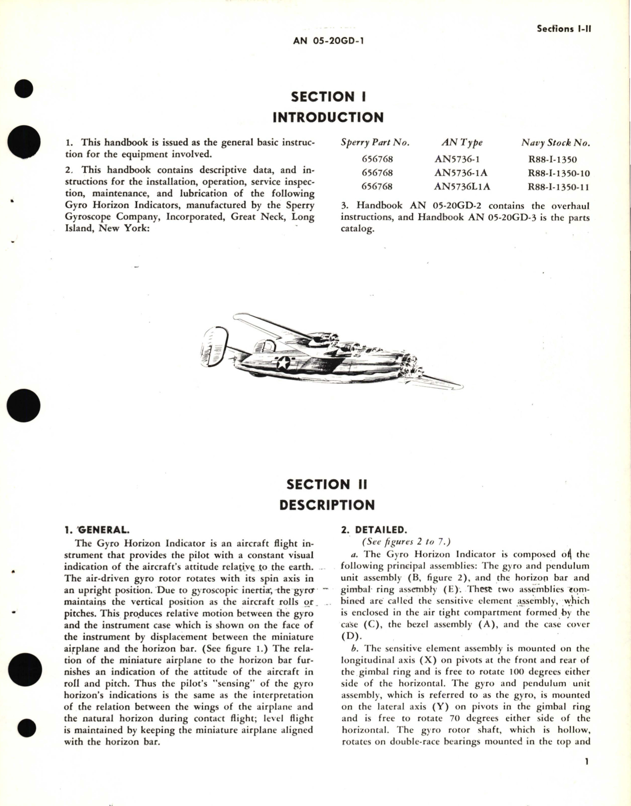 Sample page 5 from AirCorps Library document: Operation and Service Instructions for Gyro Horizon Indicators Type No. AN 5736-1, AN 5736-1A, AN 576-L1A,  Part No. 656768 