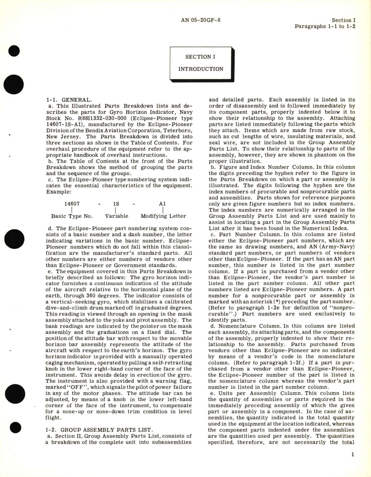 Sample page 5 from AirCorps Library document: Illustrated Parts Breakdown for Gyro Horizon Indicator Part No. 14607-1S-A1