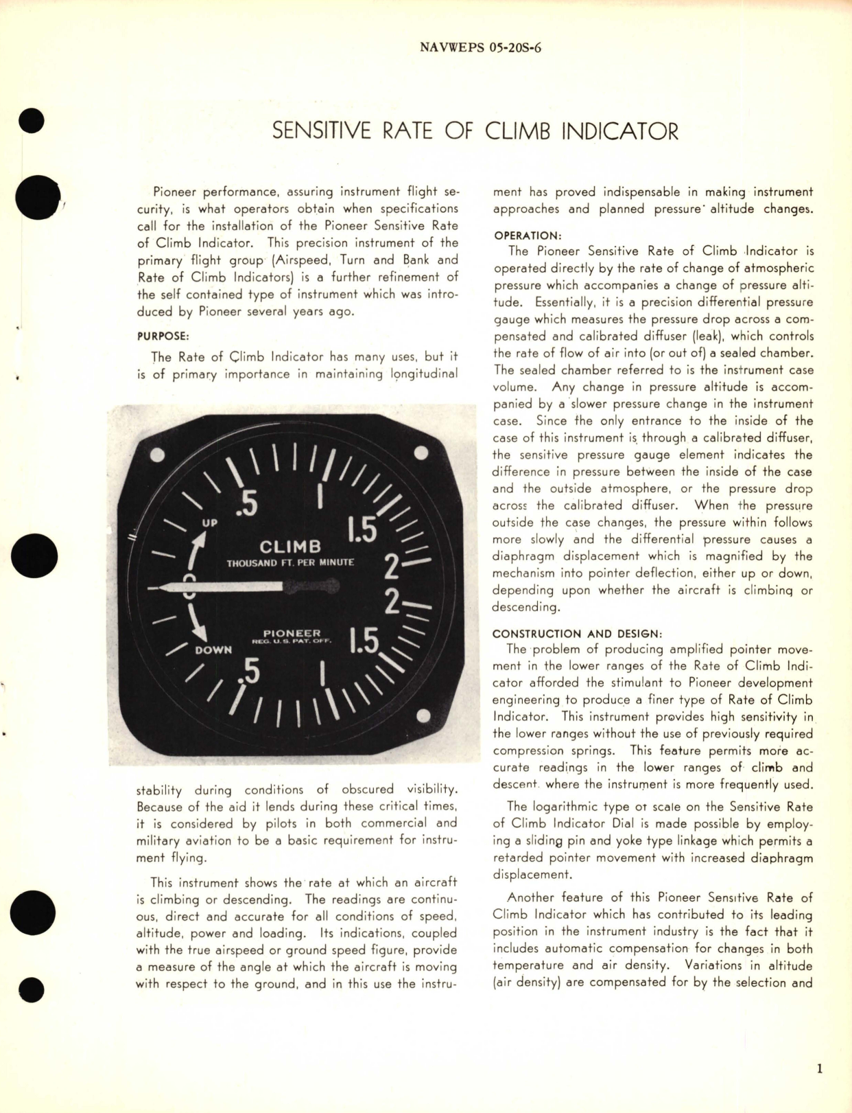 Sample page 3 from AirCorps Library document: Rate of Climb Indicator 