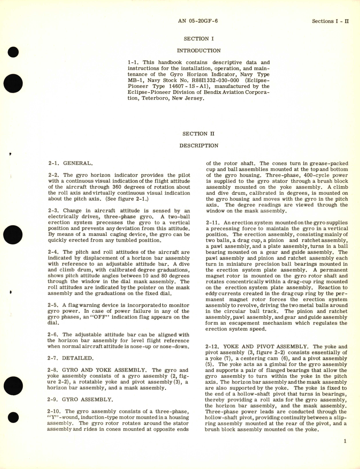 Sample page 5 from AirCorps Library document: Operation and Service Instructions for Gyro Horizon Indicator Part No. 14607-1S-A1 