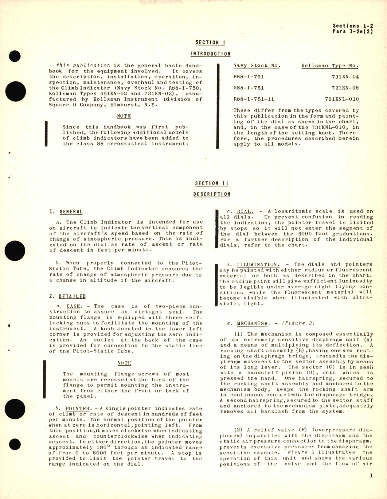 Sample page 7 from AirCorps Library document: Operation, Service and Overhaul Instructions for Climb Indicators Type No. 661KN-02, 731KN-02, 731KN-04, 731KN-08, 731KNL-010