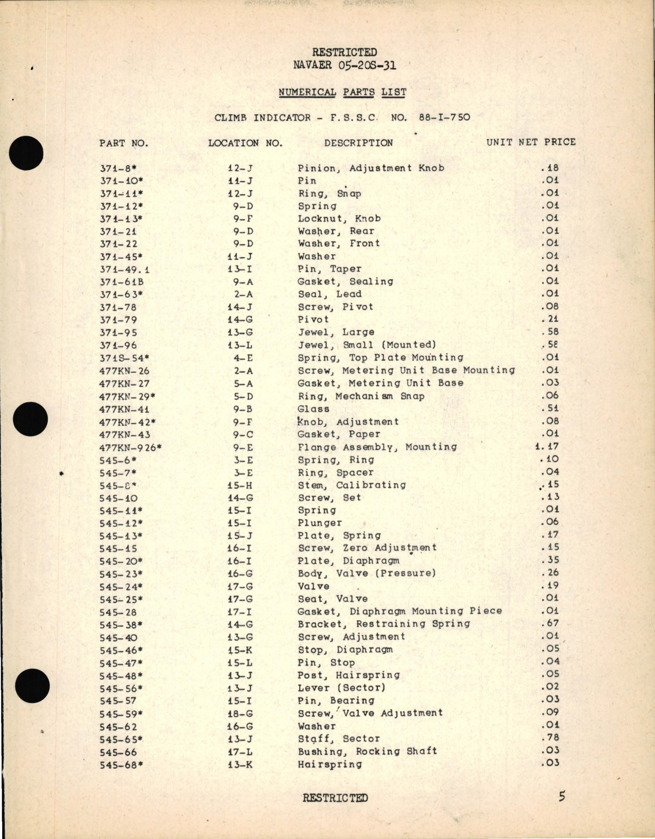 Sample page 7 from AirCorps Library document: Parts Catalog for Climb Indicator - FS SC NO88-I-75 Kollsman Type 661KN-02 Contract No. 77635