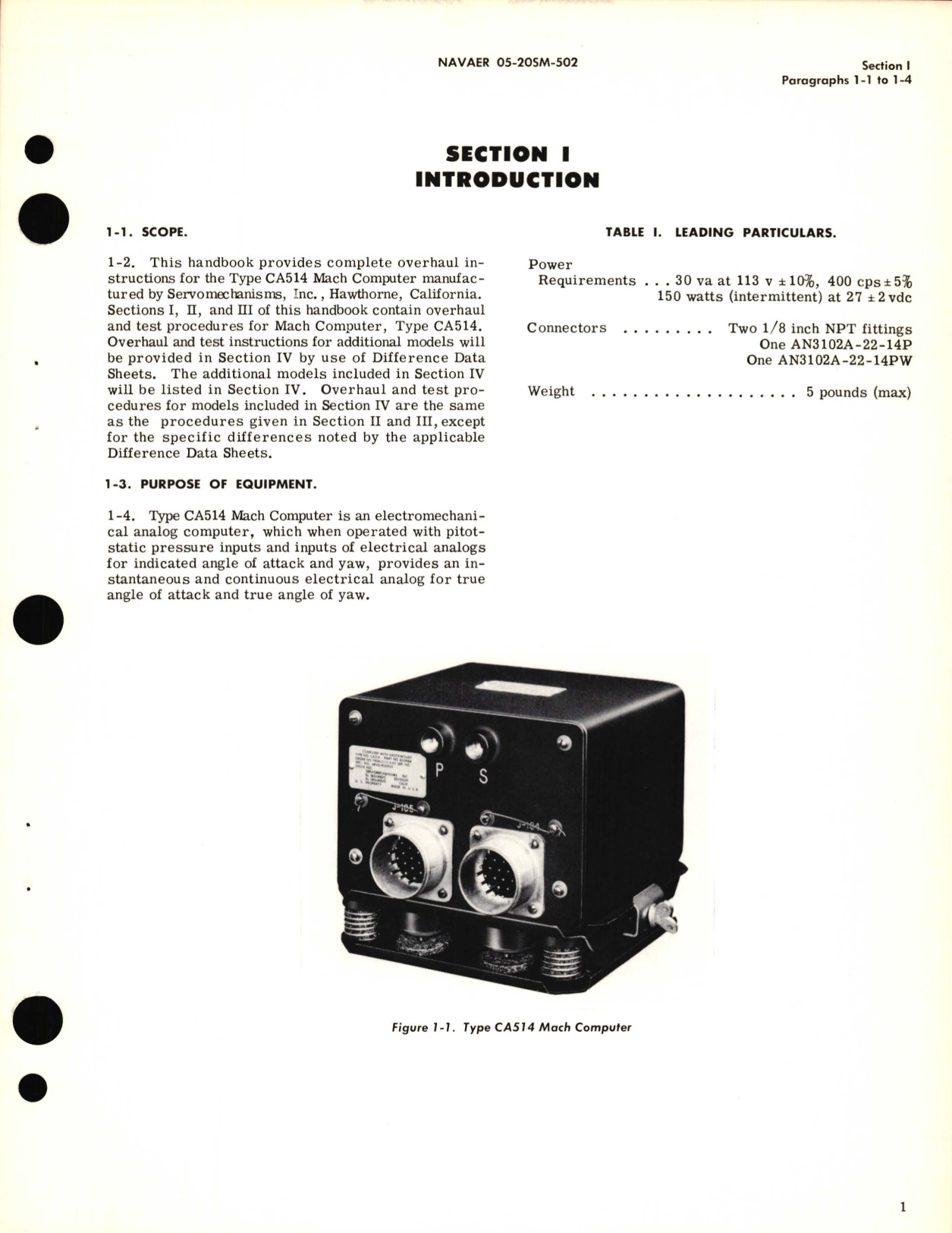 Sample page 5 from AirCorps Library document: Overhaul Instructions for MACH Computer Type No. CA514 Part No. 900988 