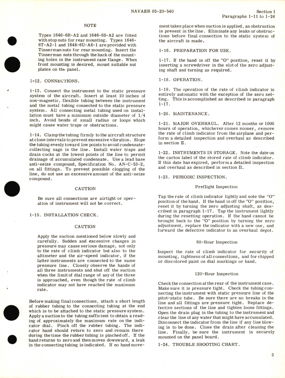 Sample page 7 from AirCorps Library document: Operation, Service and Overhaul Instructions with Parts Catalog for Rate of Climb Indicators Part No. 1646