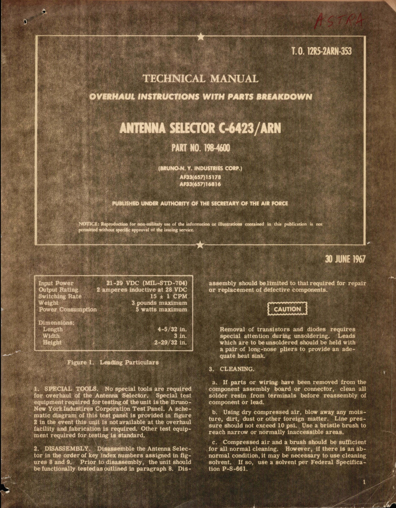 Sample page 1 from AirCorps Library document: Overhaul Instructions with Parts Breakdown for Antenna Sector C-6423/ARN Part No. 198-4600 