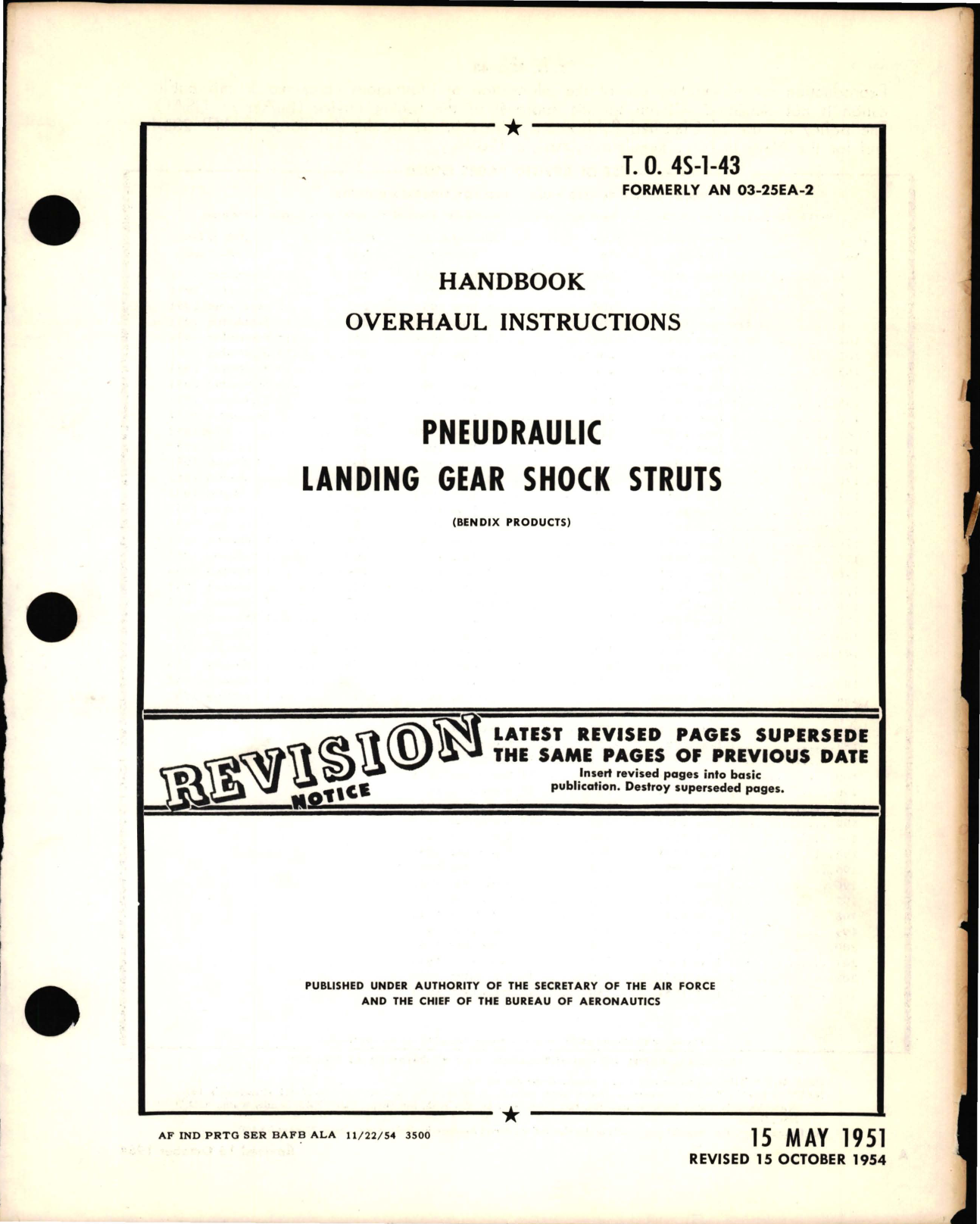 Sample page 1 from AirCorps Library document: Overhaul Instructions for Pneudraulic Landing Gear Shock Struts 