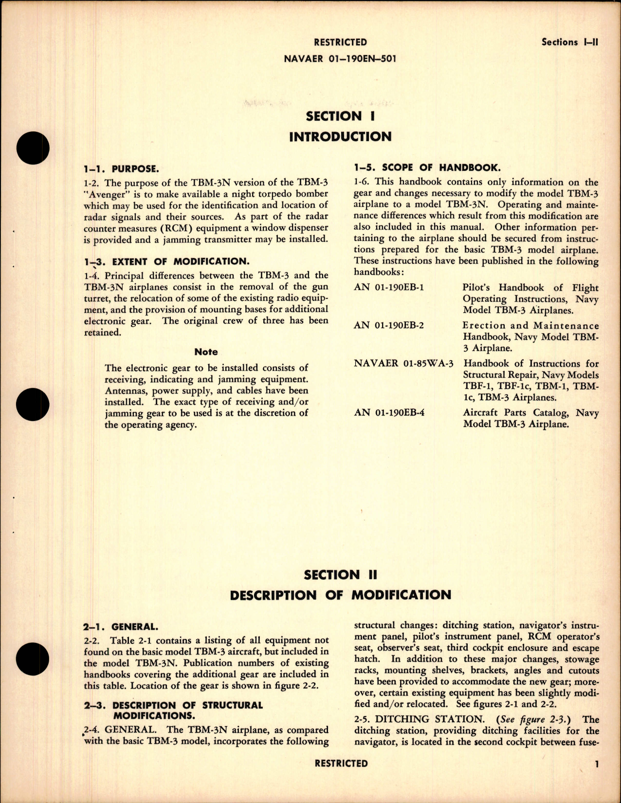 Sample page 5 from AirCorps Library document: Instructions with Parts Catalog for TBM-3N