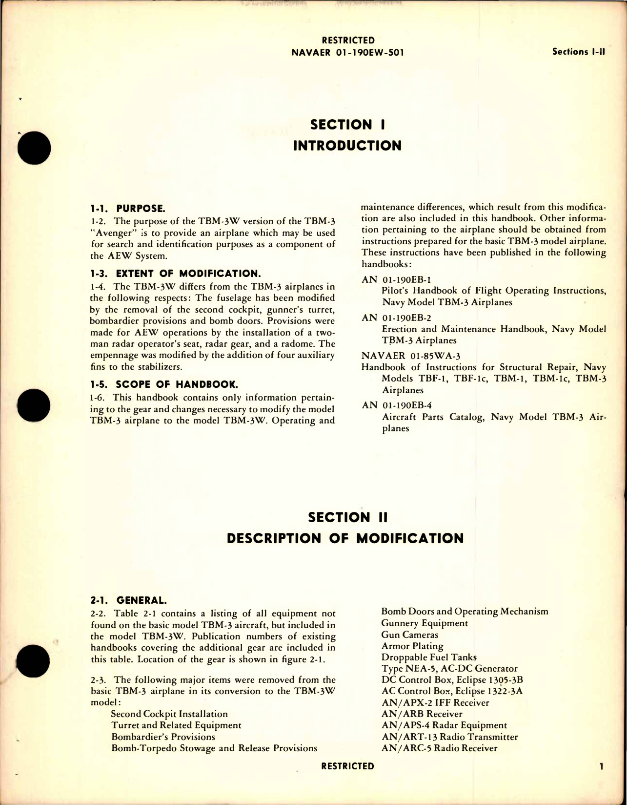 Sample page 5 from AirCorps Library document: Instructions with Parts Catalog for TBM-3W