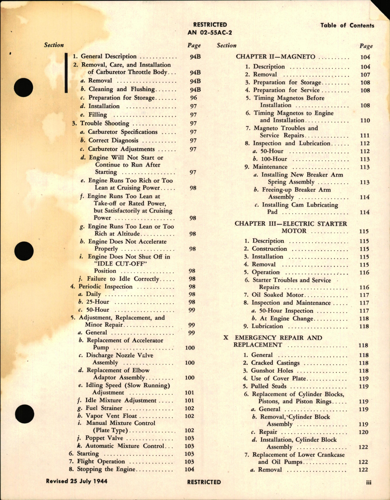 Sample page 5 from AirCorps Library document: Service Instructions for V-1650-3, -7 and Merlin 68 and 69 Engines