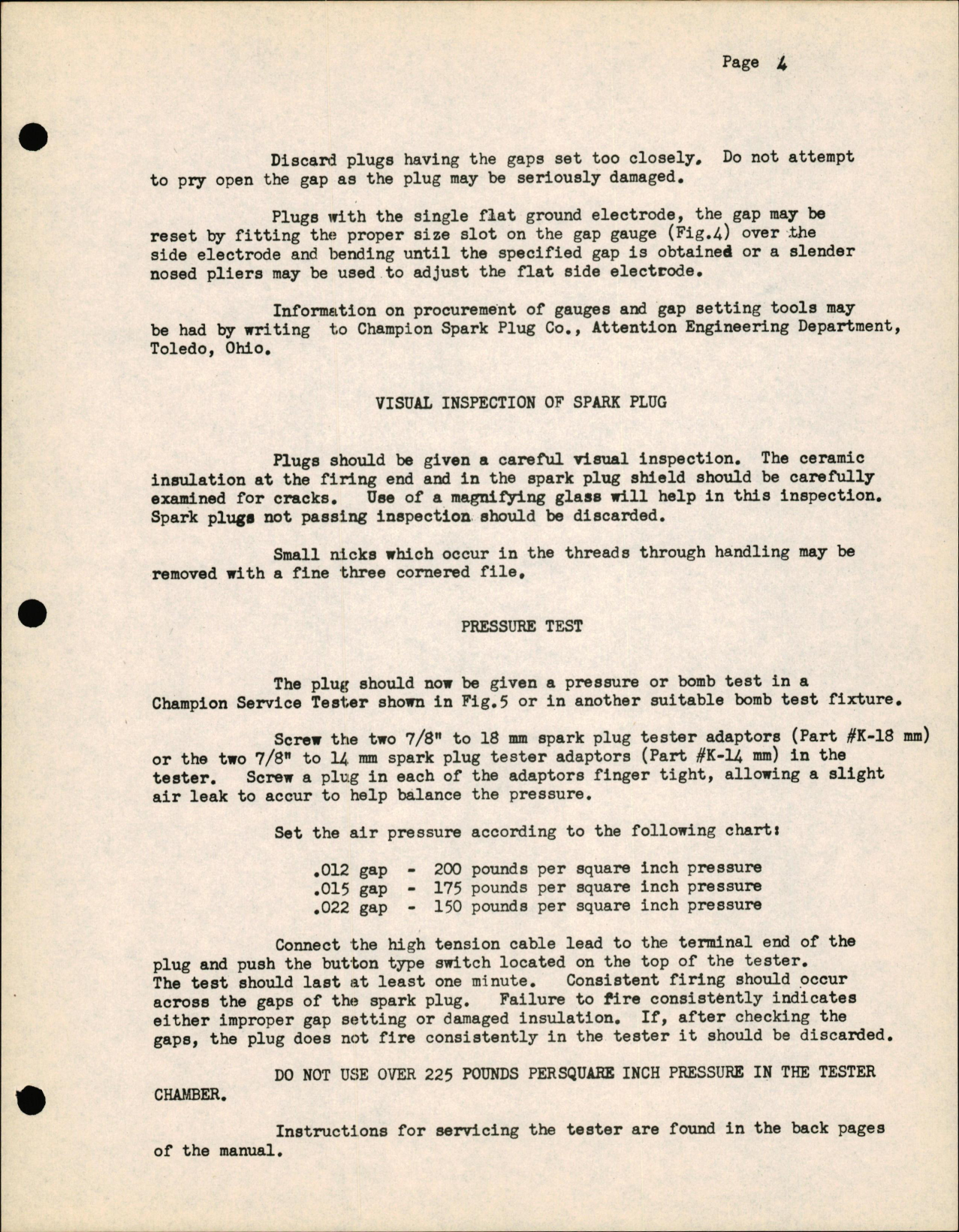 Sample page 5 from AirCorps Library document: General Instructions for the Care & Maintenance of Champion Ceramic Aircraft Spark Plugs,