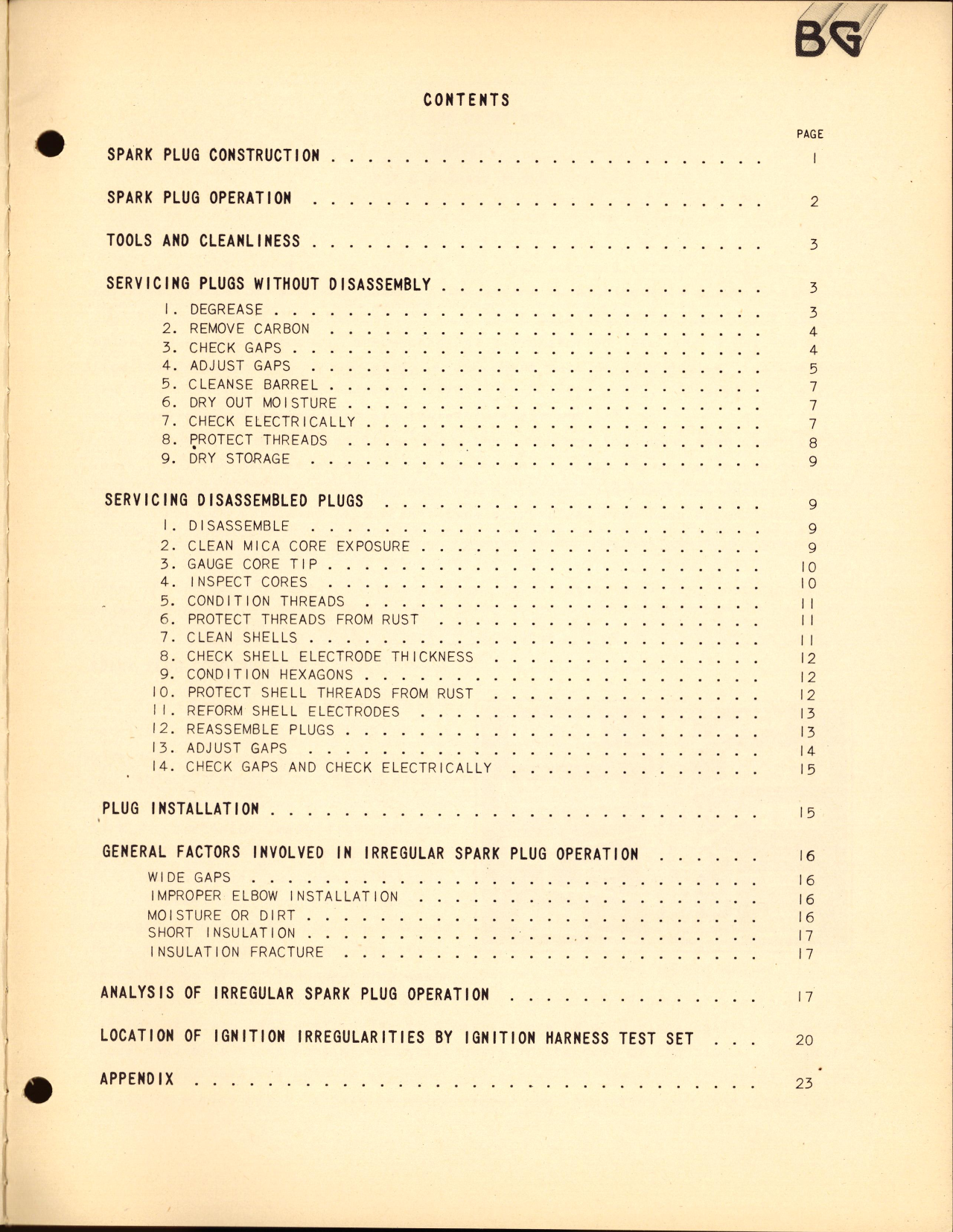 Sample page 5 from AirCorps Library document: Service & Maintenance Manual for BG Spark Plugs