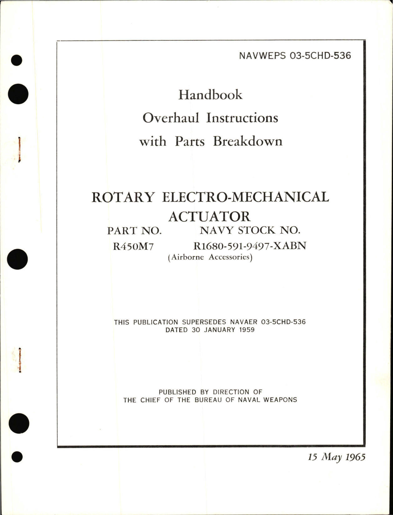 Sample page 1 from AirCorps Library document: Overhaul Instructions with Parts Breakdown for Rotary Electro-Mechanical Actuator, Part No R450M7
