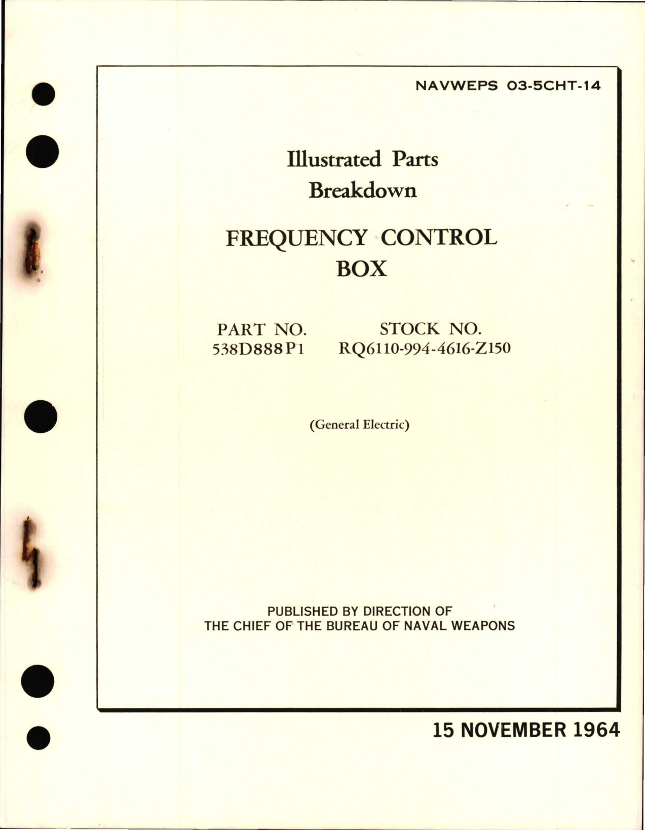 Sample page 1 from AirCorps Library document: Illustrated Parts Breakdown for Frequency Control Box 538D888P1