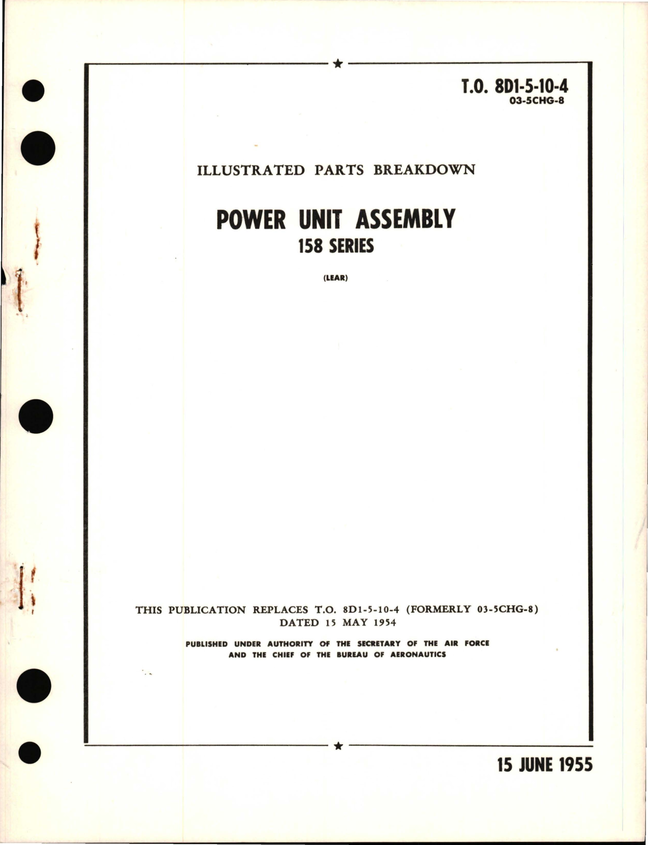 Sample page 1 from AirCorps Library document: Illustrated Parts Breakdown for Power Unit Assembly 158 Series