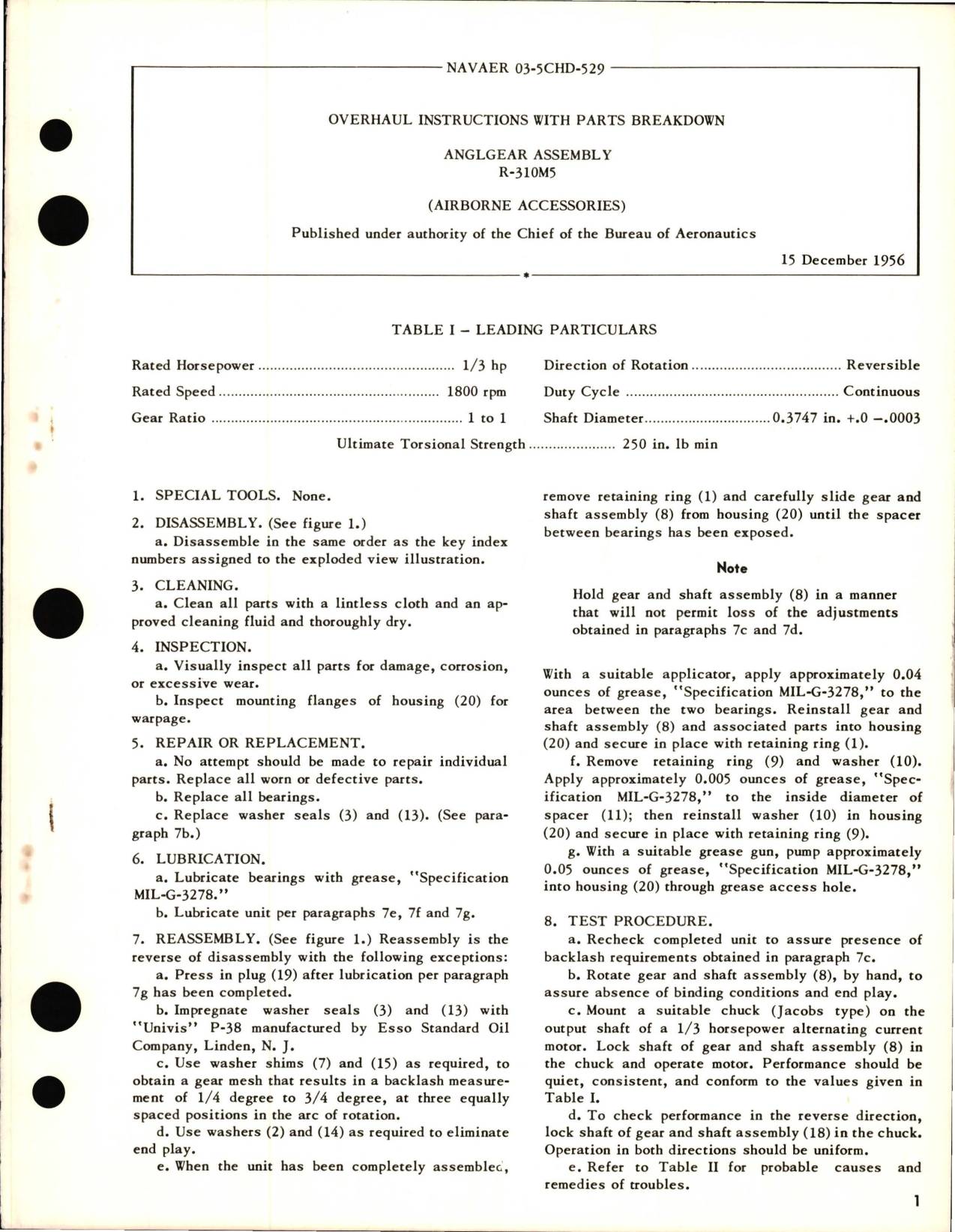 Sample page 1 from AirCorps Library document: Overhaul Instructions with Parts Breakdown for Anglgear Assembly R-310M5