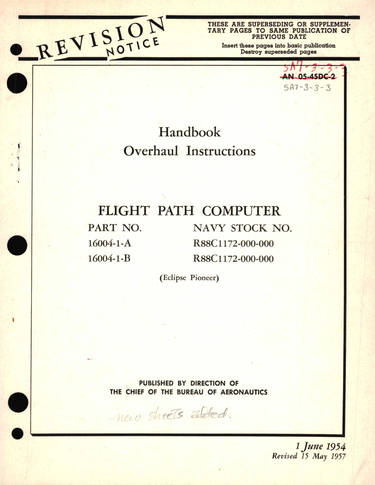 Sample page 1 from AirCorps Library document: Overhaul Instructions for Flight Path Computer Part No. 16004-1