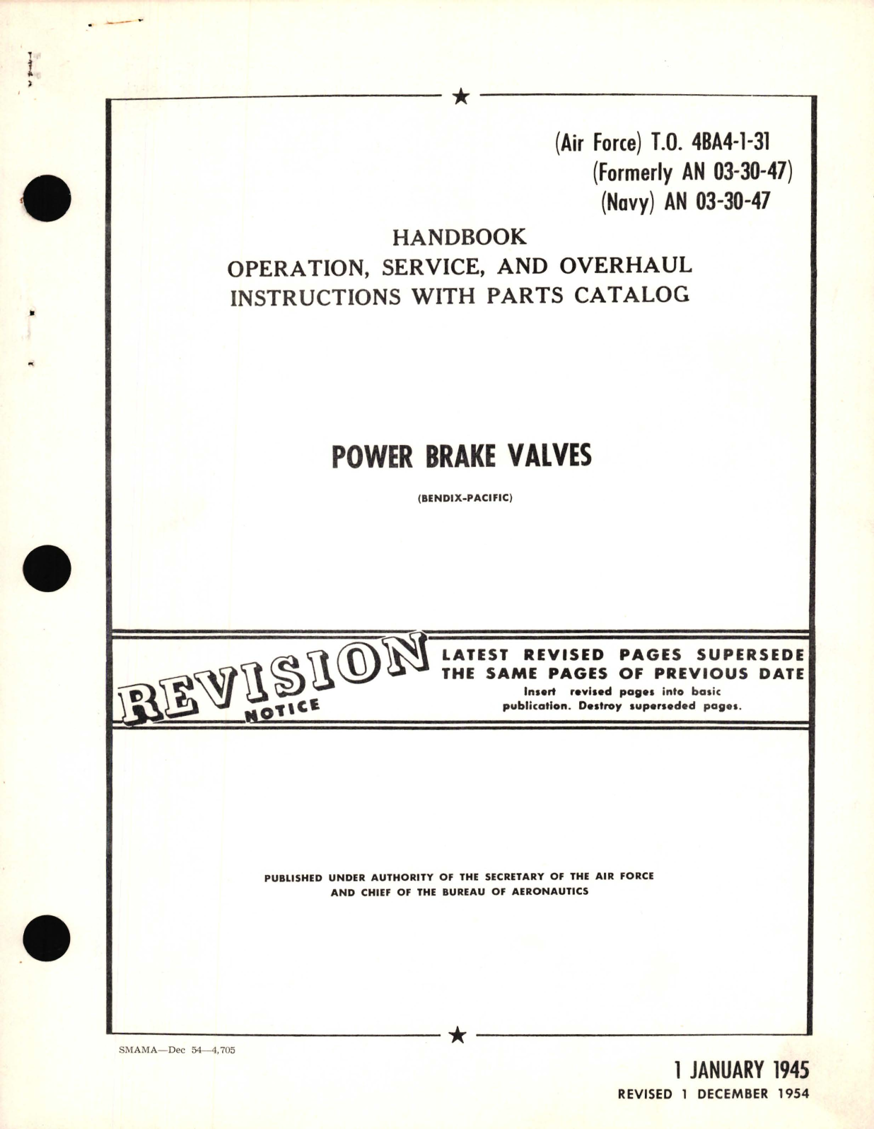 Sample page 1 from AirCorps Library document: Operation, Service, and Overhaul Instructions with Parts Catalog for Power Brake Valves