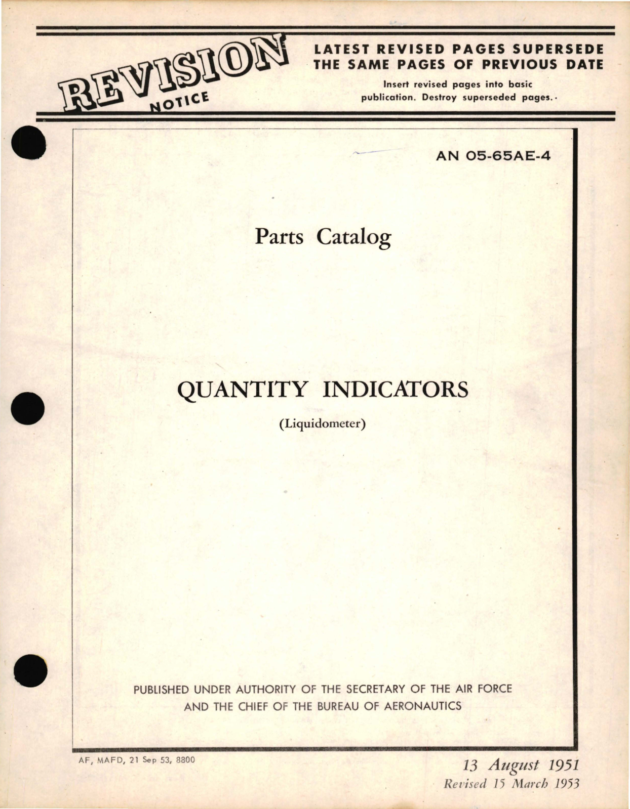 Sample page 1 from AirCorps Library document: Parts Catalog for Quantity Indicators 