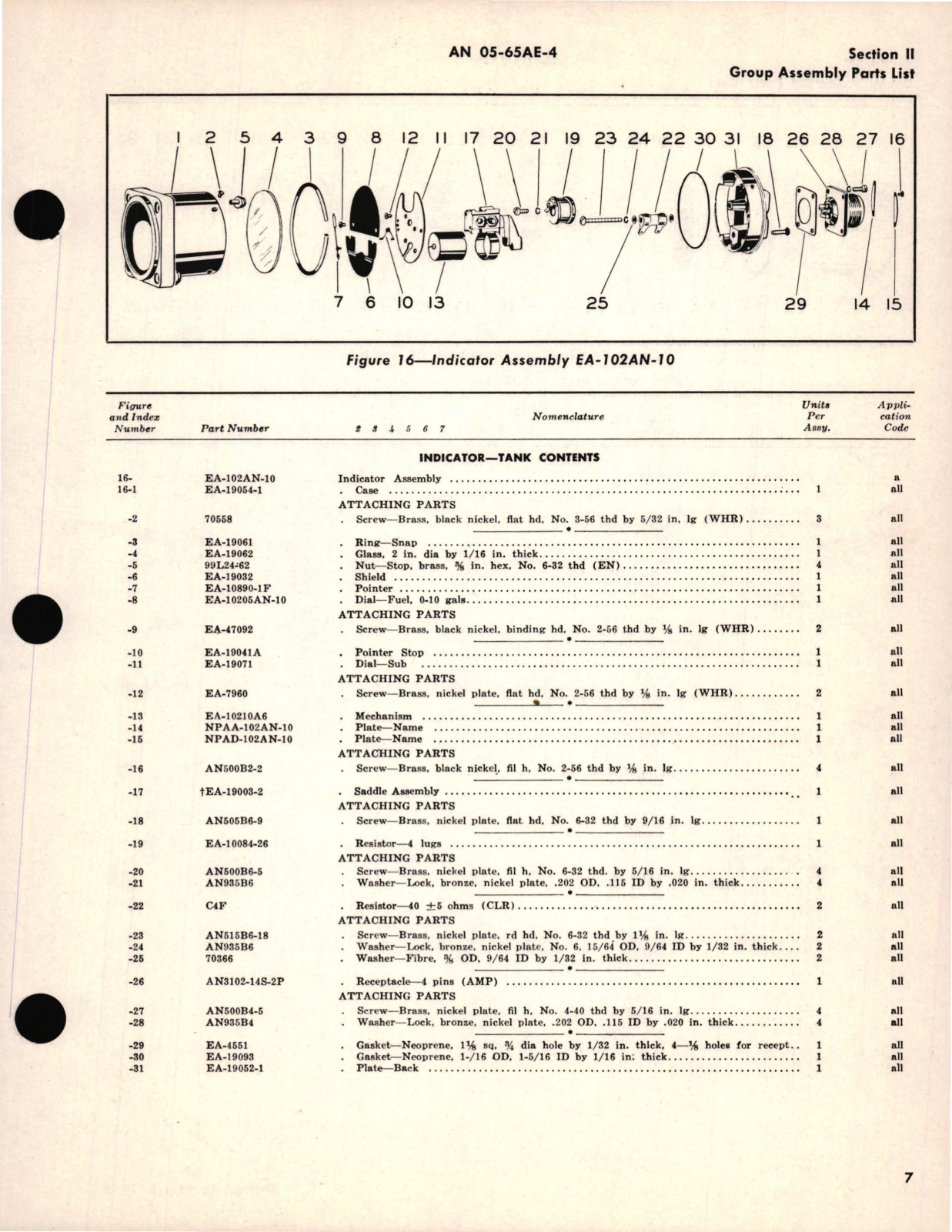 Sample page 7 from AirCorps Library document: Parts Catalog for Quantity Indicators 