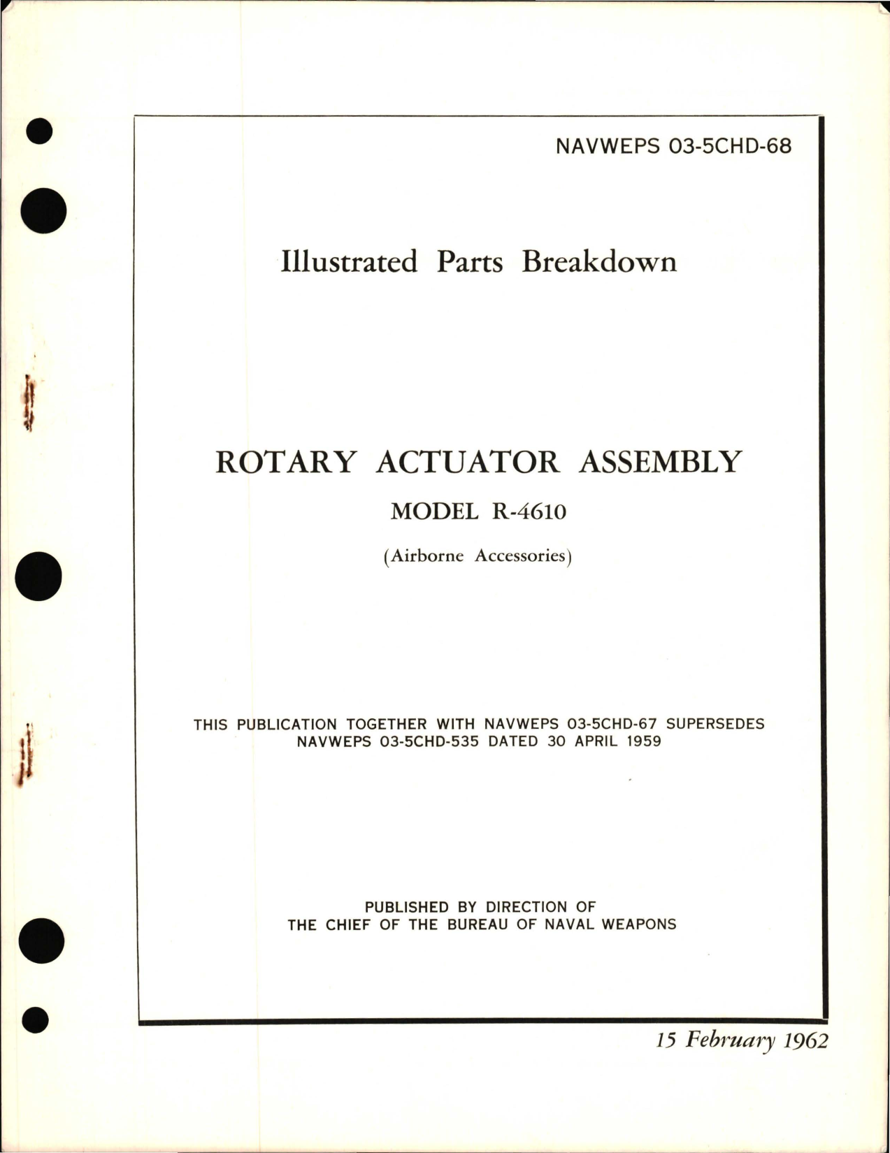 Sample page 1 from AirCorps Library document: Illustrated Parts Breakdown for Rotary Actuator Assembly Model R-4610 