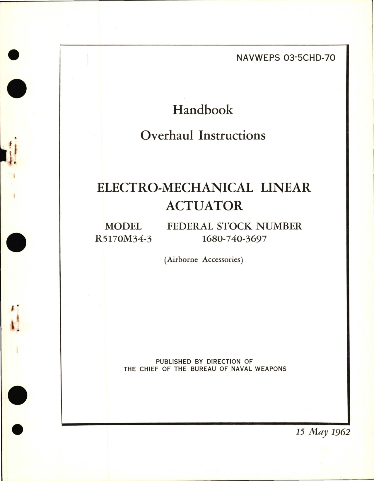 Sample page 1 from AirCorps Library document: Overhaul Instructions for Electro-Mechanical Linear Actuator R5170M34-3
