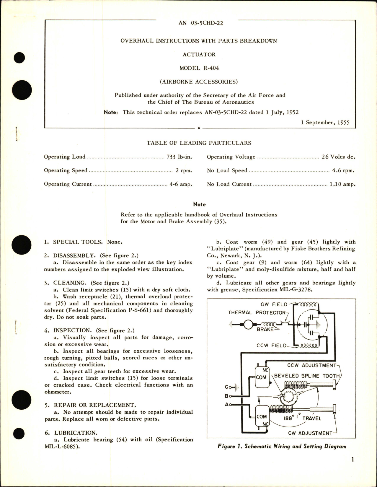 Sample page 1 from AirCorps Library document: Overhaul Instructions with Parts Breakdown for Actuator Model R-404