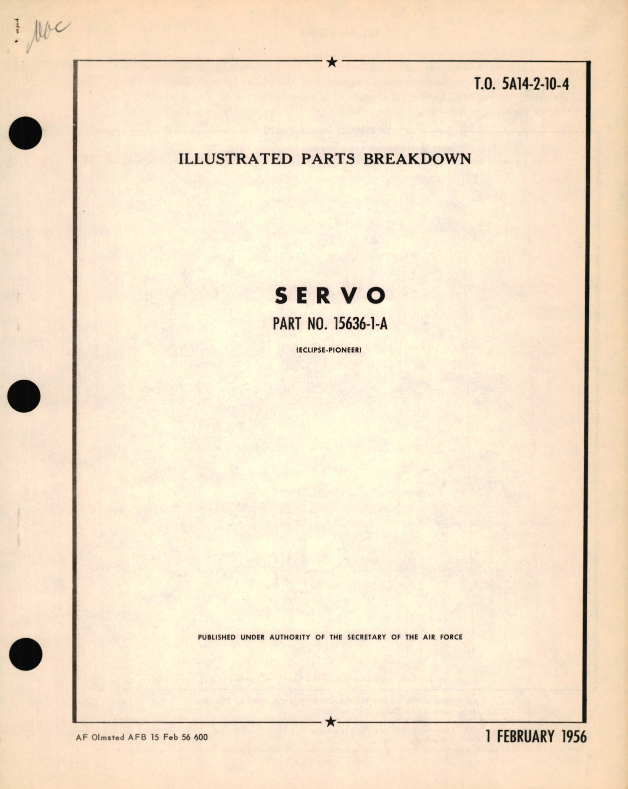 Sample page 1 from AirCorps Library document: Illustrated Parts Breakdown for Servo Part No 15636-1-A 