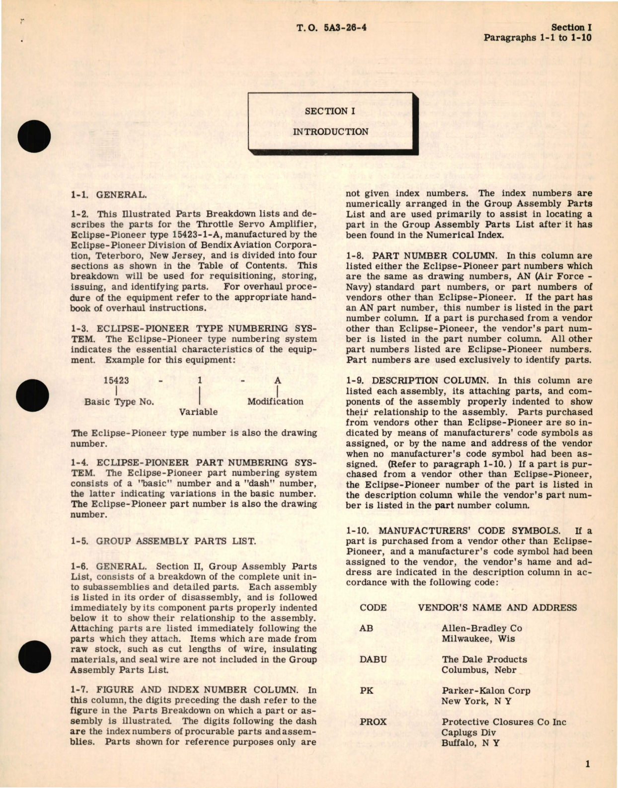 Sample page 5 from AirCorps Library document: Illustrated Parts Breakdown for Throttle Servo Amplifier Part No. 15423-1-A 