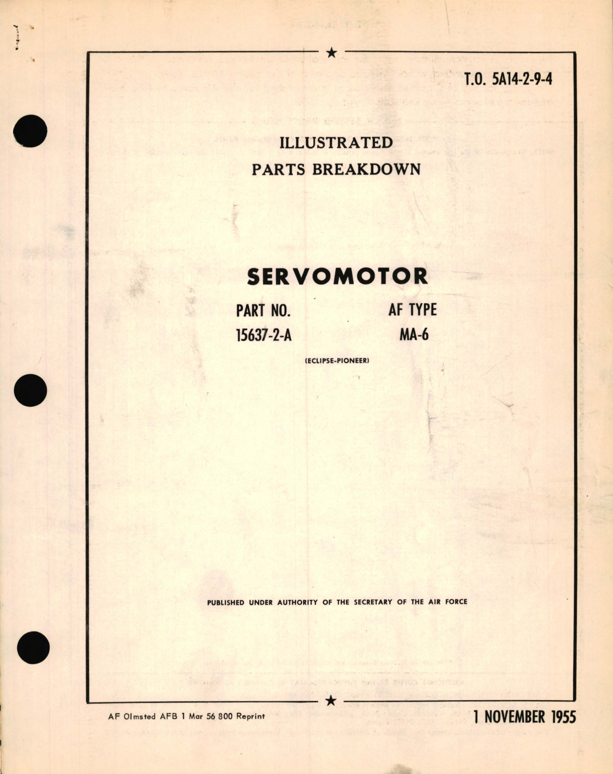 Sample page 1 from AirCorps Library document: Illustrated Parts Breakdown for Servomotor Part No. 15637-2-A AF Type MA-6 