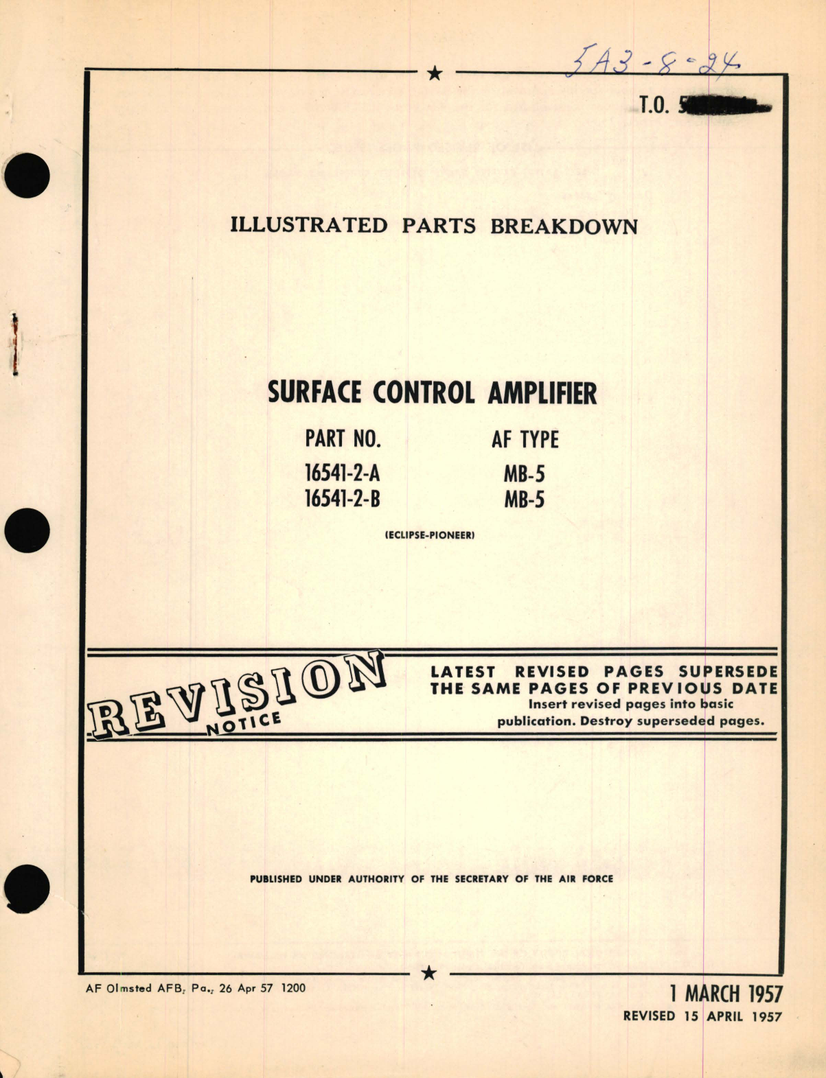 Sample page 1 from AirCorps Library document: Illustrated Parts Breakdown for Surface Control Amplifier Part No. 16541-2, AF Type MB-5 