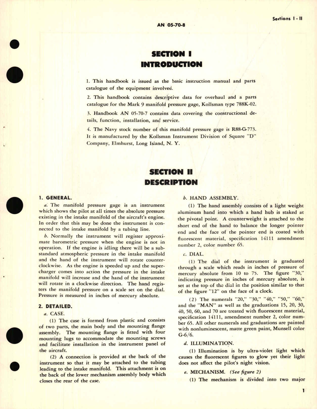 Sample page 7 from AirCorps Library document: Overhaul Instructions with Parts Catalog for Manifold Pressure Gage Mark 9 Type No. 788K-02 