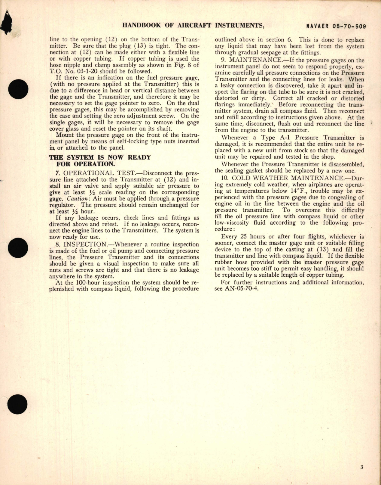 Sample page 3 from AirCorps Library document: Installation Instructions on AN-5765 Pressure Transmitter Type A-1 (Fuel and Oil) King-Seeley Corp