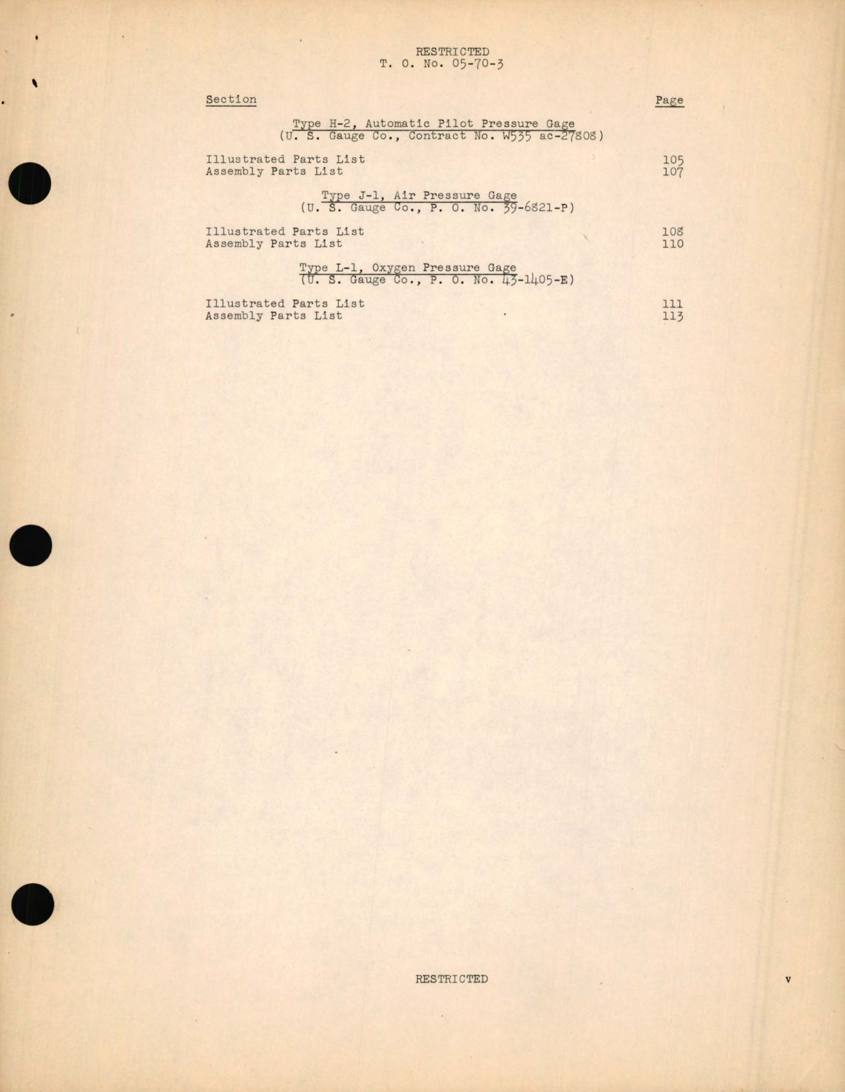 Sample page 9 from AirCorps Library document: Parts Catalog for Pressure Gages