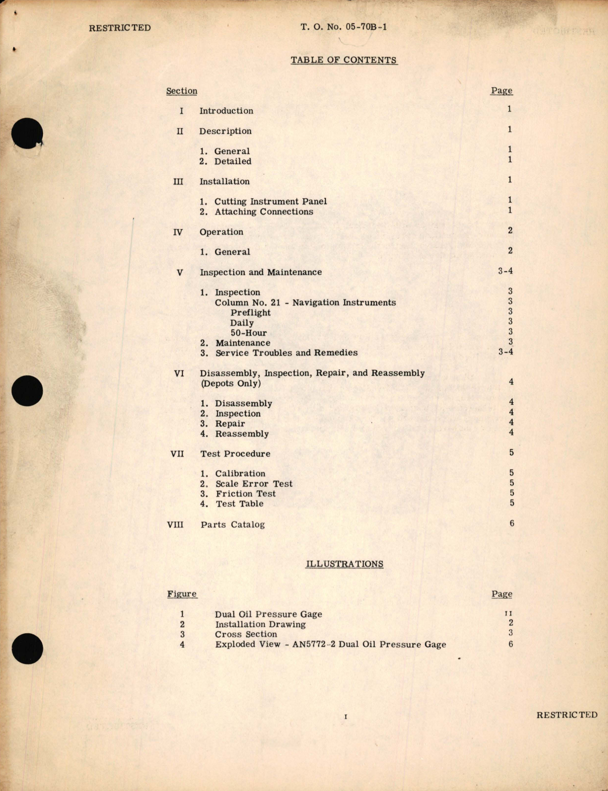 Sample page 3 from AirCorps Library document: Instructions with Parts Catalog for Dual Oil Pressure Gage Type AN 5772-2 Auto-Lite