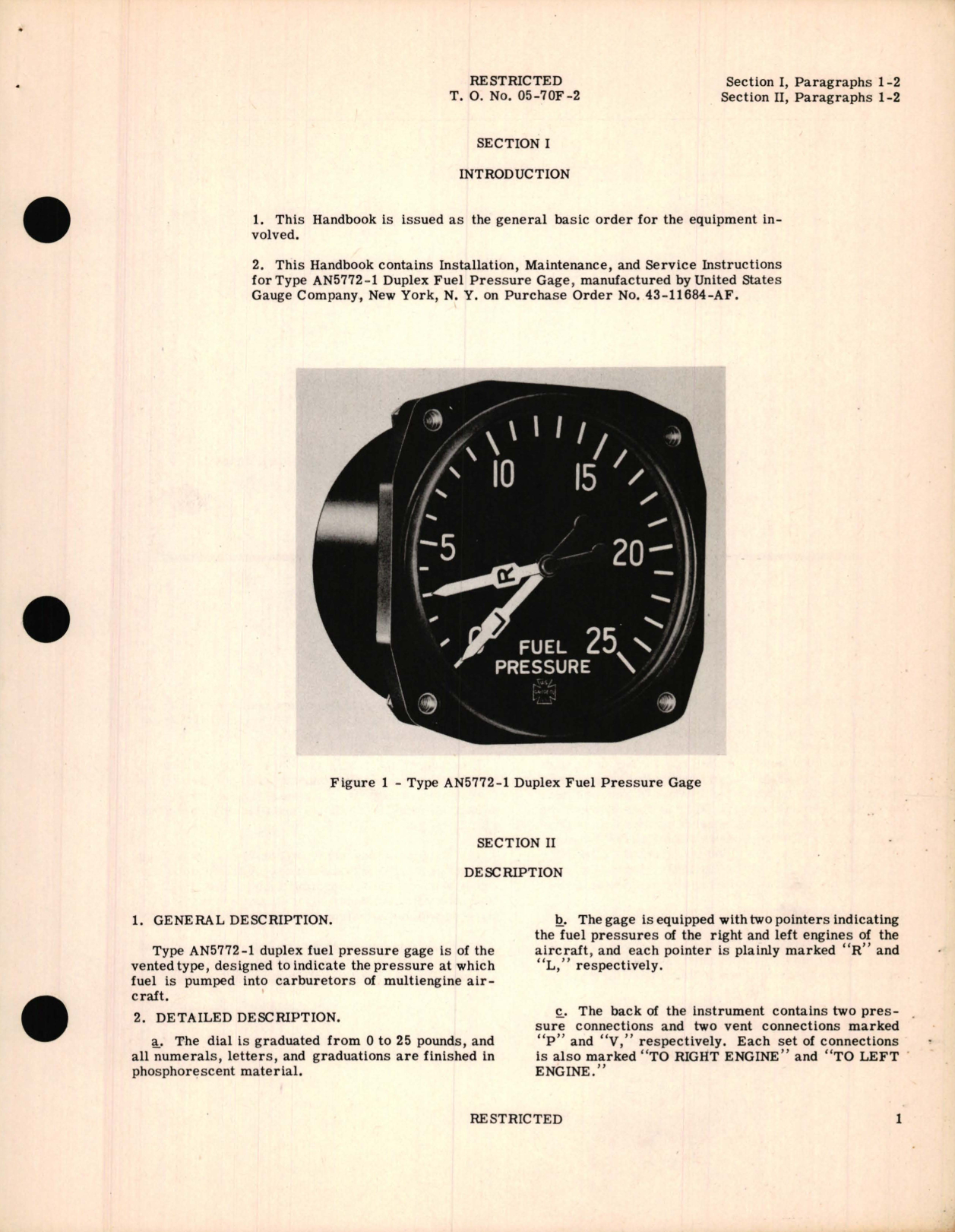 Sample page 7 from AirCorps Library document: Instructions with Parts Catalog for Type AN 5772-1 Dual Fuel Pressure Gage 