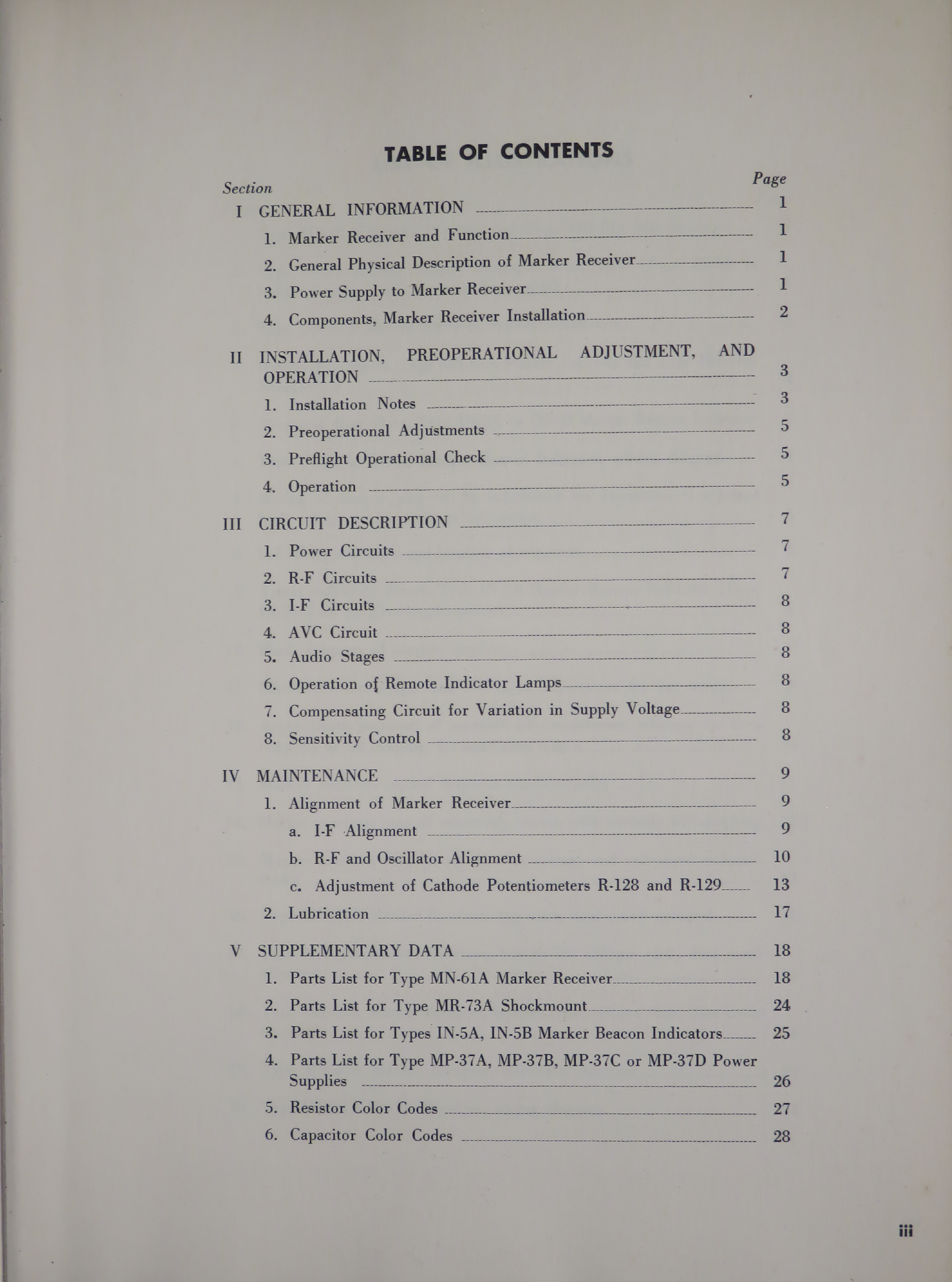 Sample page 5 from AirCorps Library document: Instruction Book for Type MN-61A Marker Receiver