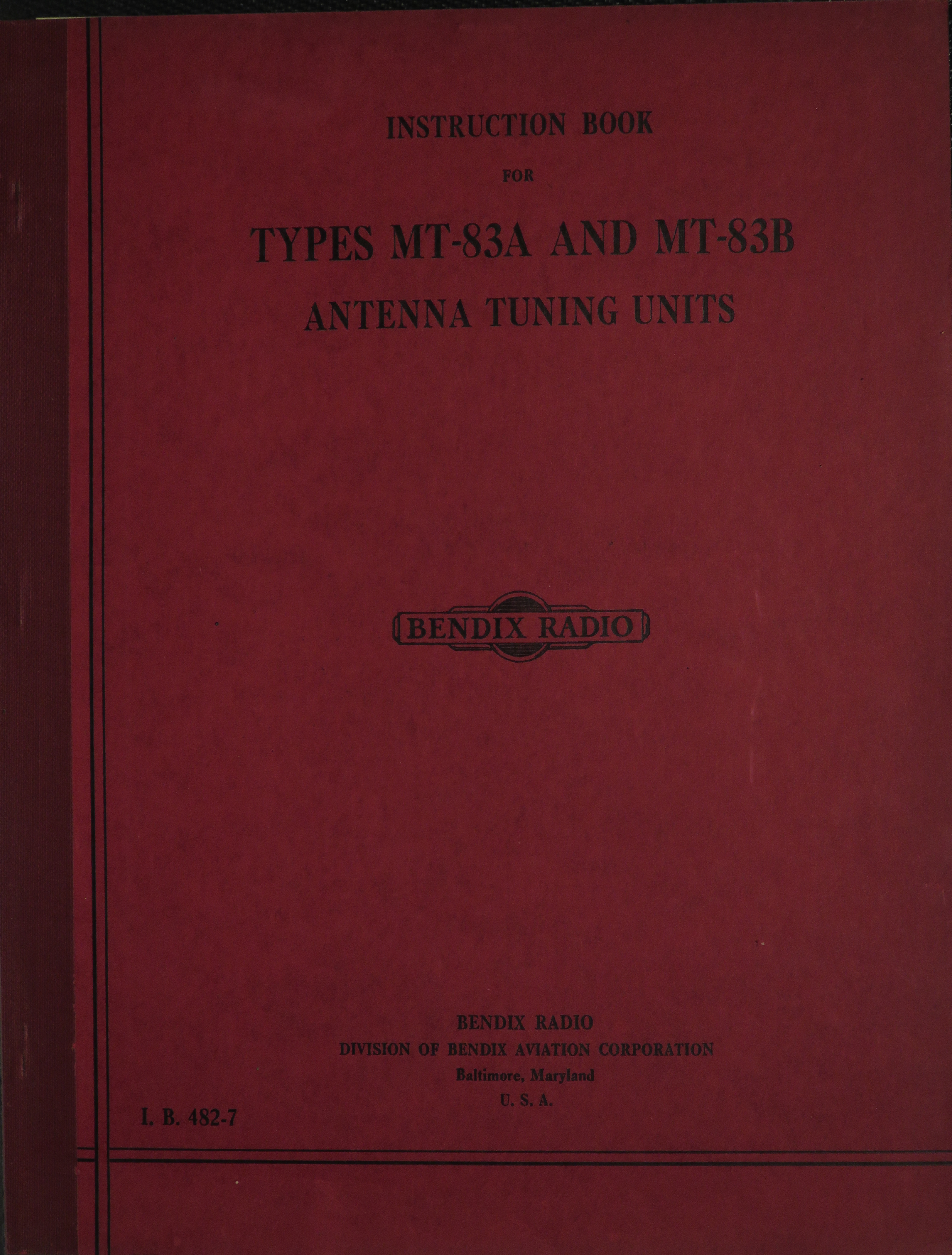 Sample page 1 from AirCorps Library document: Instruction Book for Types MT-83A and MT-83B Antenna Tuning Units