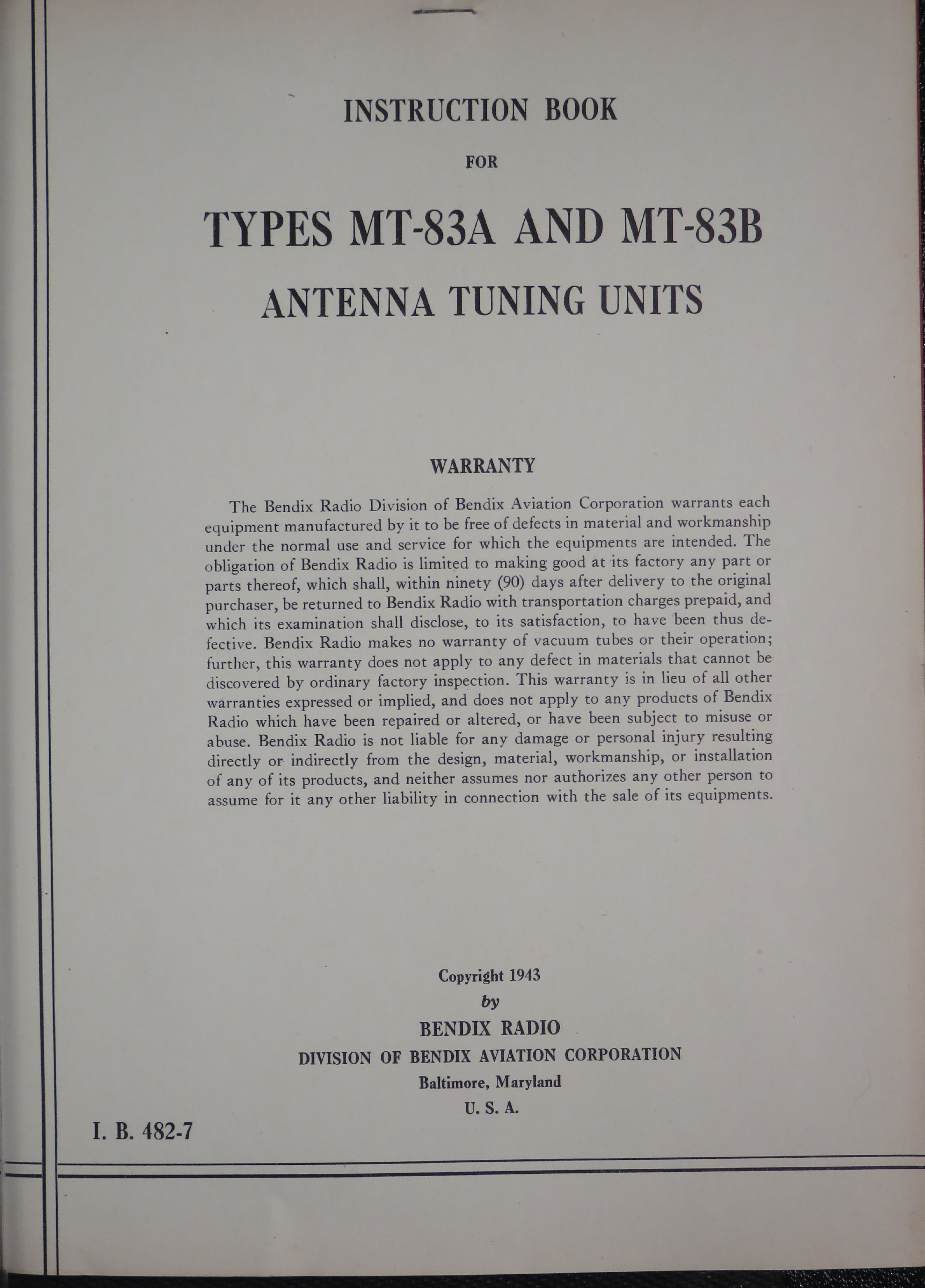 Sample page 5 from AirCorps Library document: Instruction Book for Types MT-83A and MT-83B Antenna Tuning Units