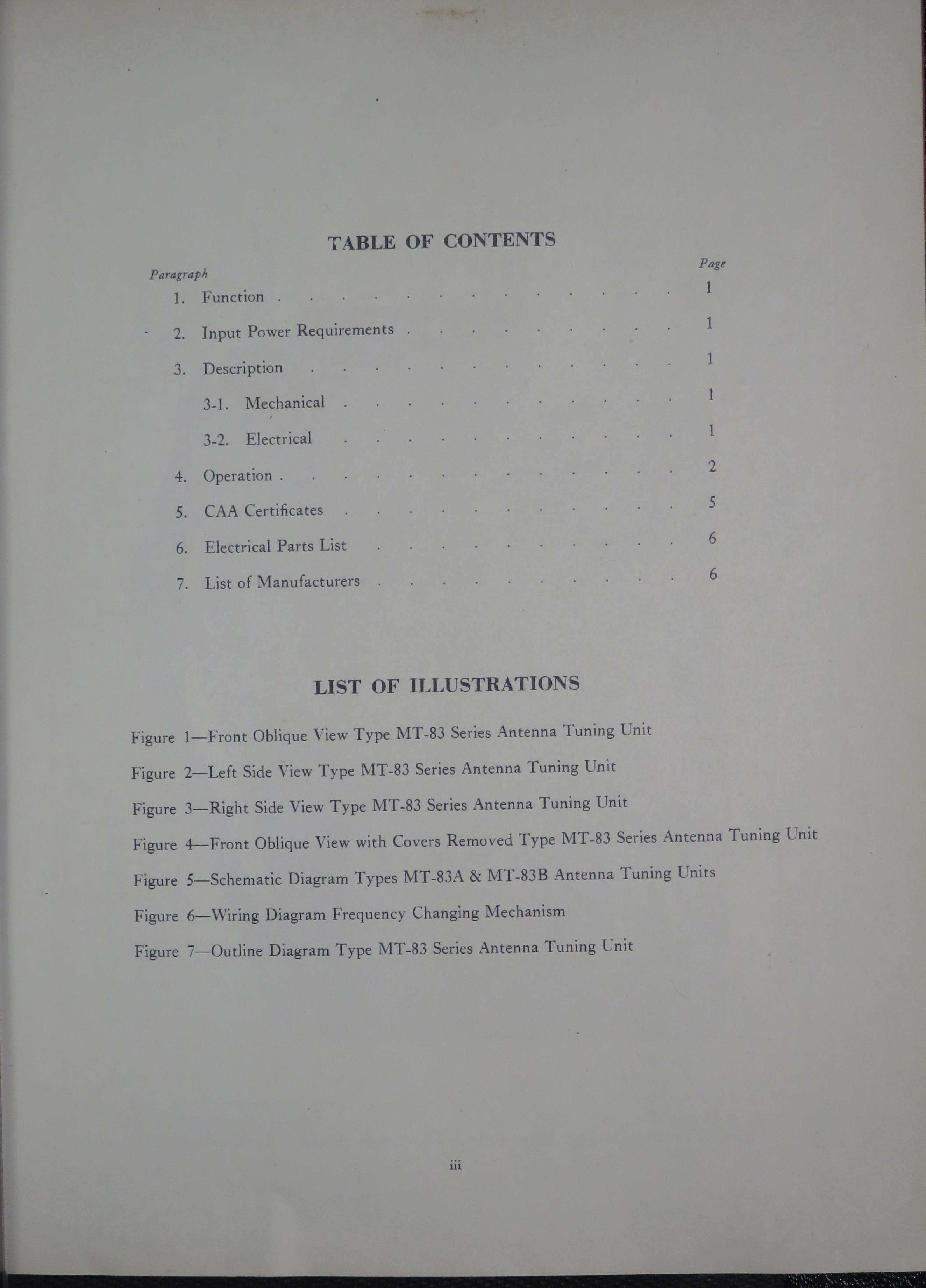 Sample page 7 from AirCorps Library document: Instruction Book for Types MT-83A and MT-83B Antenna Tuning Units