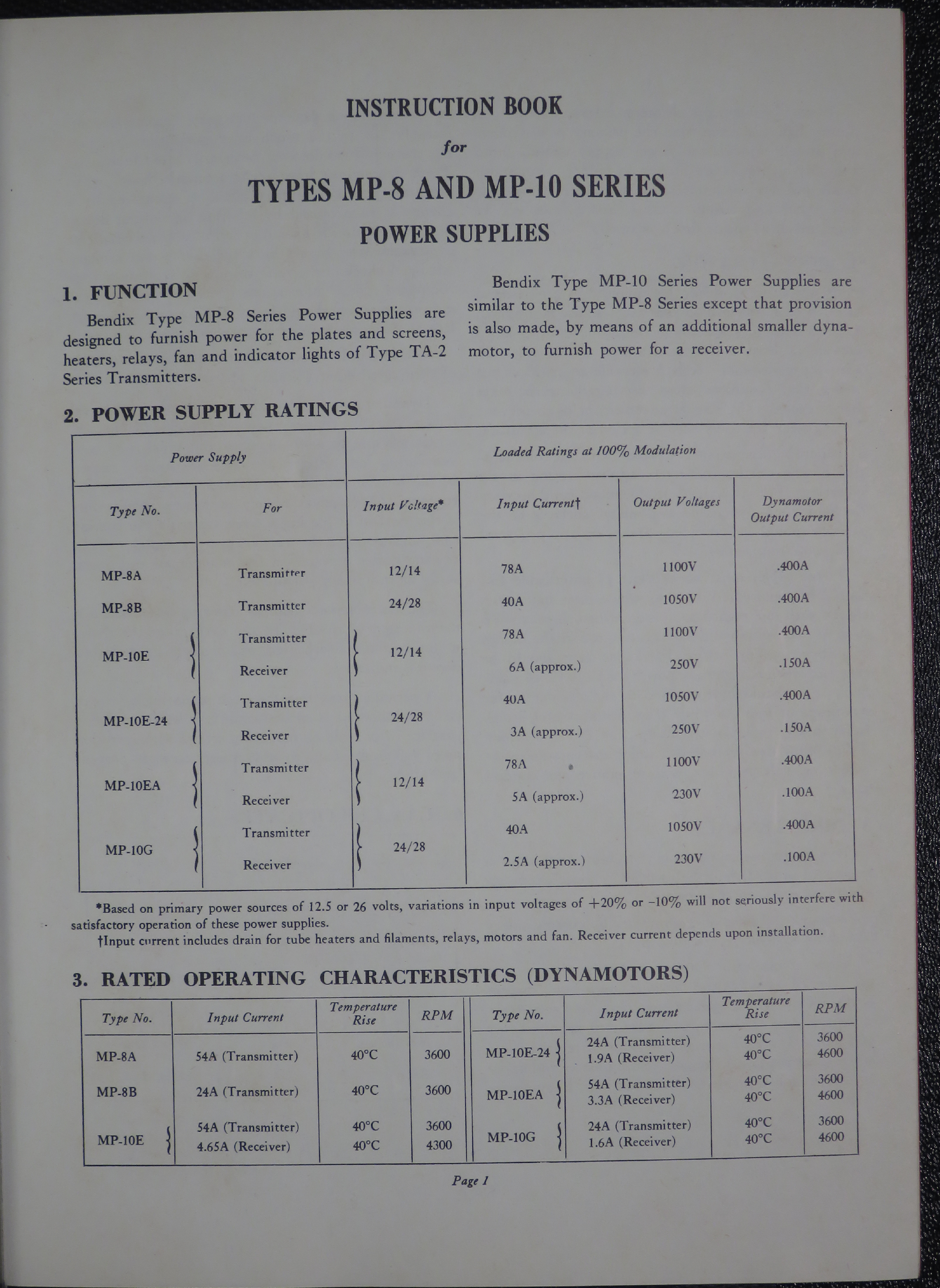 Sample page 7 from AirCorps Library document: Instruction Book for Types MP-8 and MP-10 Series Power Supplies