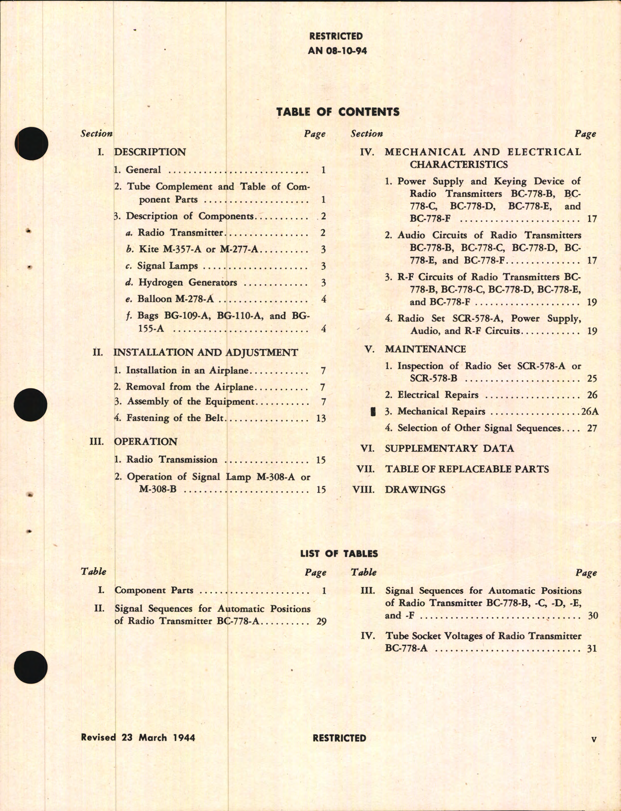 Sample page 7 from AirCorps Library document: Maintenance Instructions for Radio Set SCR-578-A or SCR-578-B