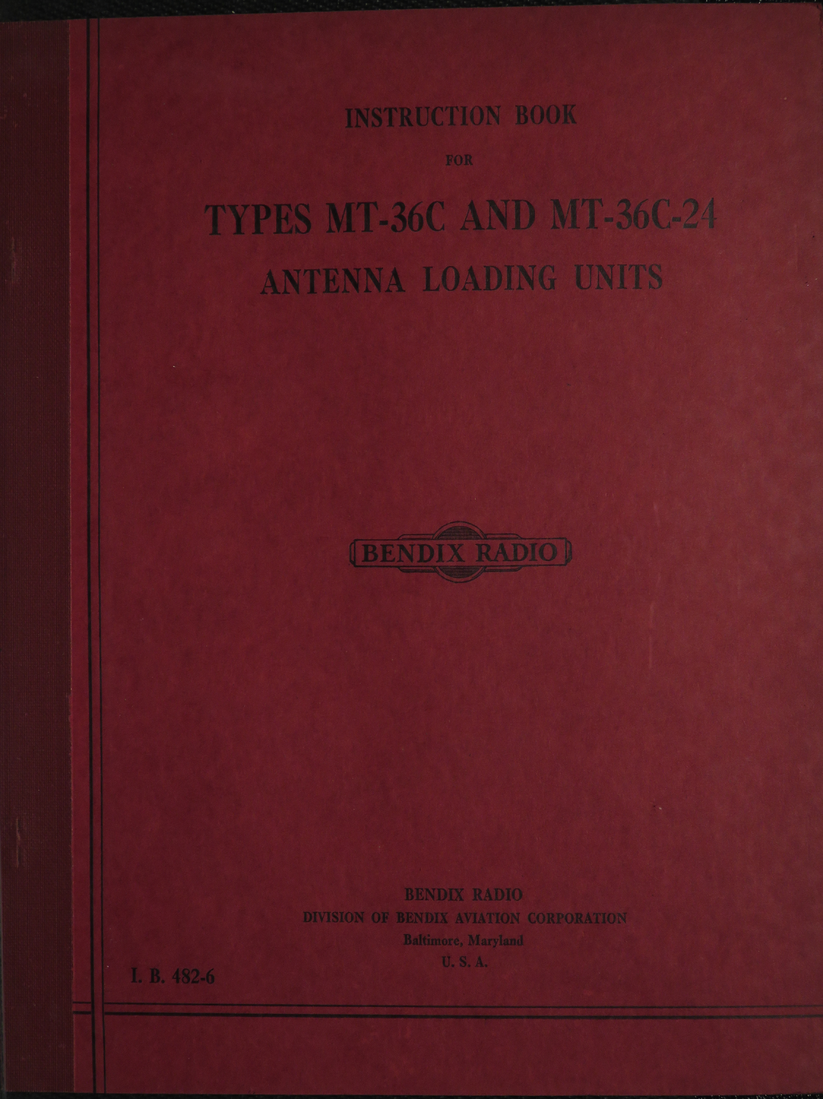 Sample page 1 from AirCorps Library document: Instruction Book for Types MT-36C and MT-36C-24 Antenna Loading Units