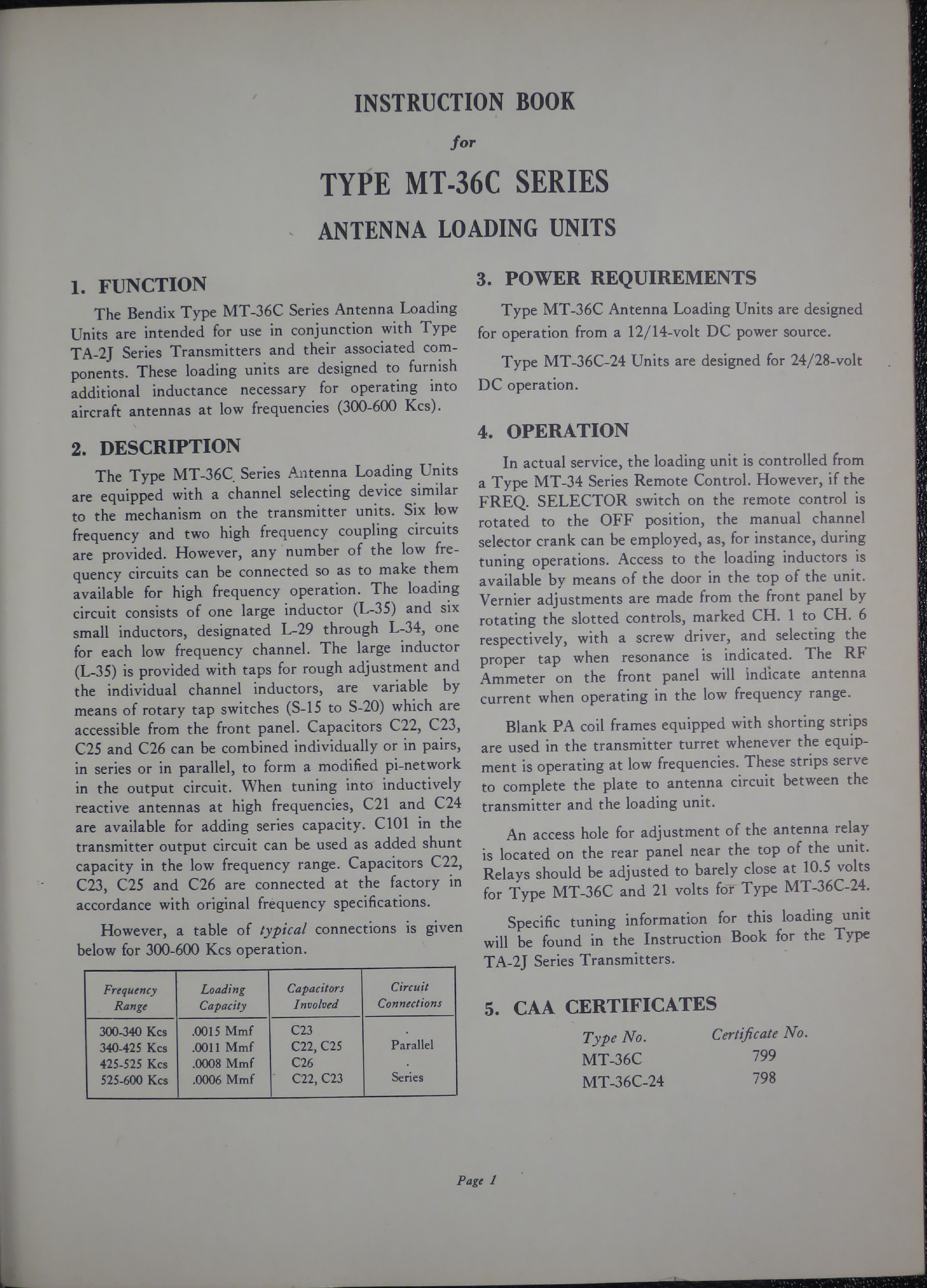 Sample page 7 from AirCorps Library document: Instruction Book for Types MT-36C and MT-36C-24 Antenna Loading Units