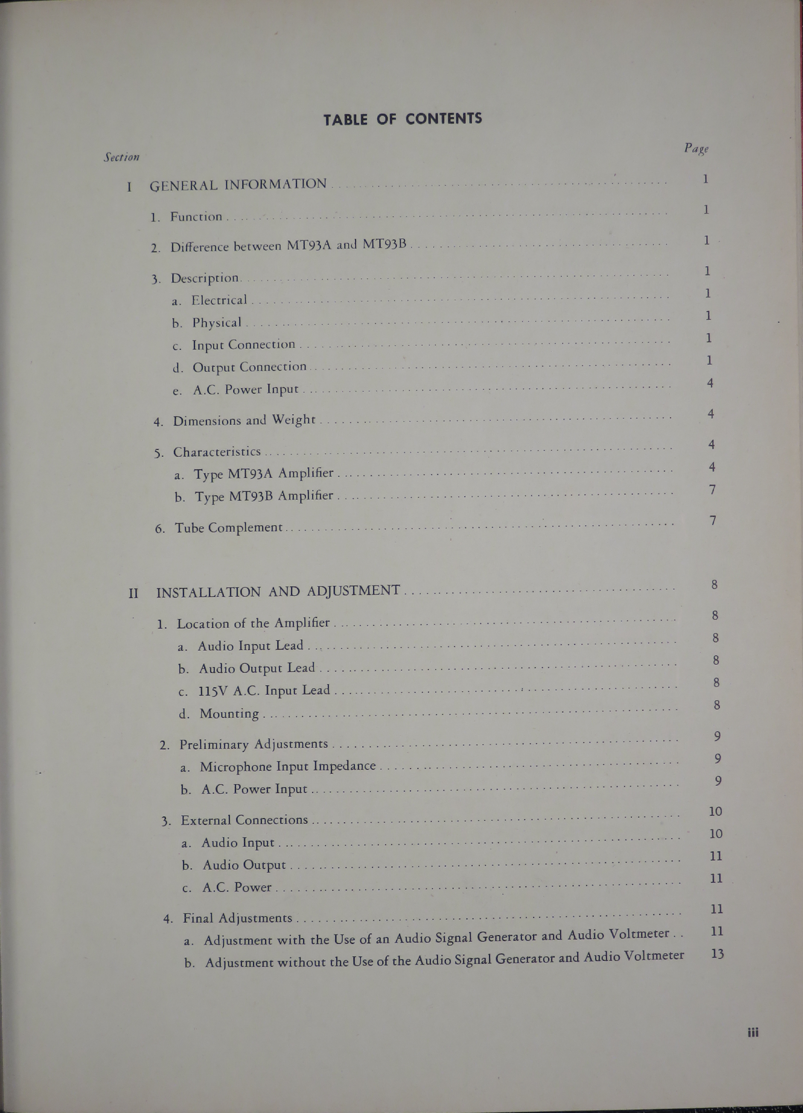 Sample page 5 from AirCorps Library document: Instruction Book for Types MT-93A and MT-93B Amplifiers