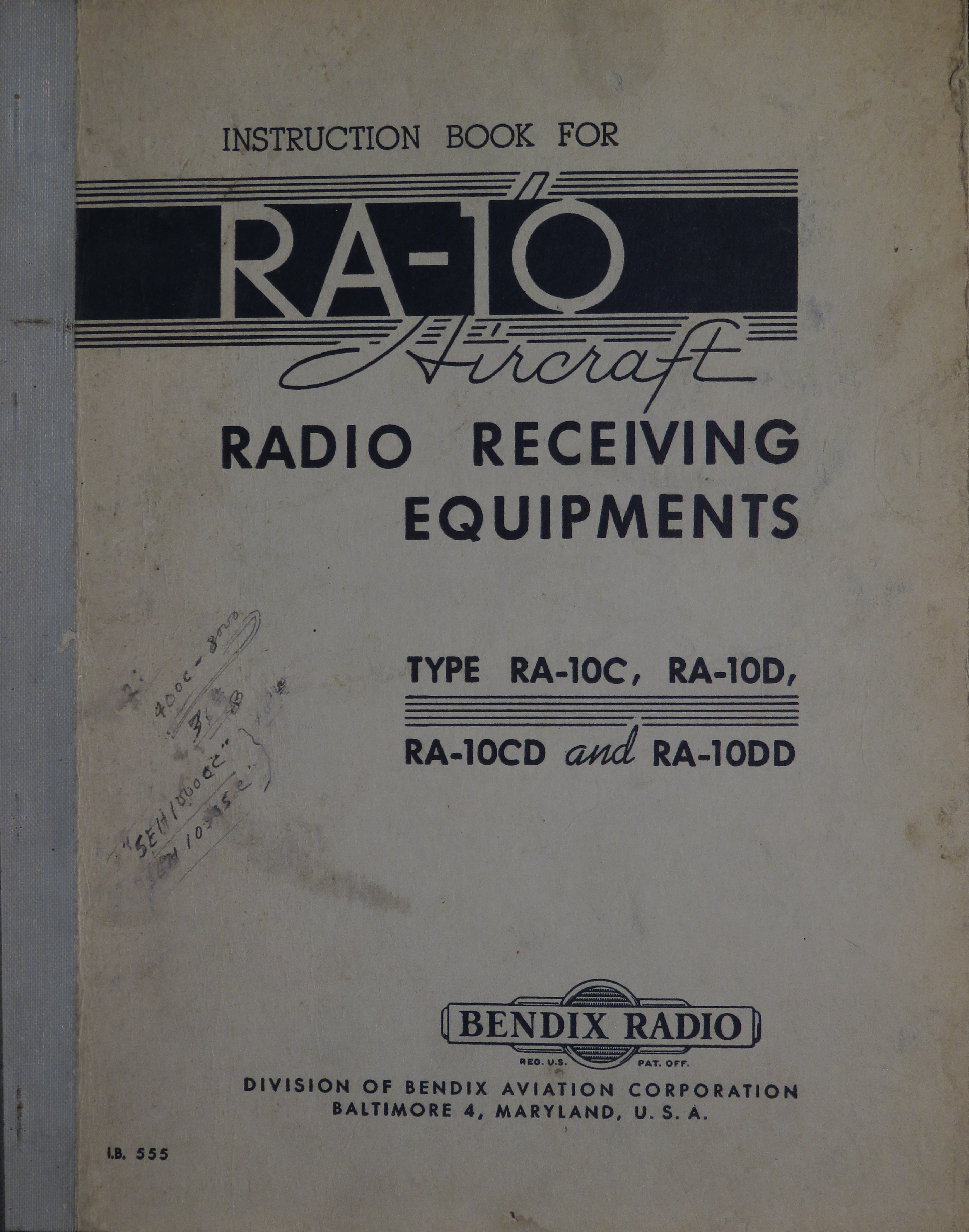 Sample page 1 from AirCorps Library document: Instruction Book for RA-10 Aircraft Receiving Equipments