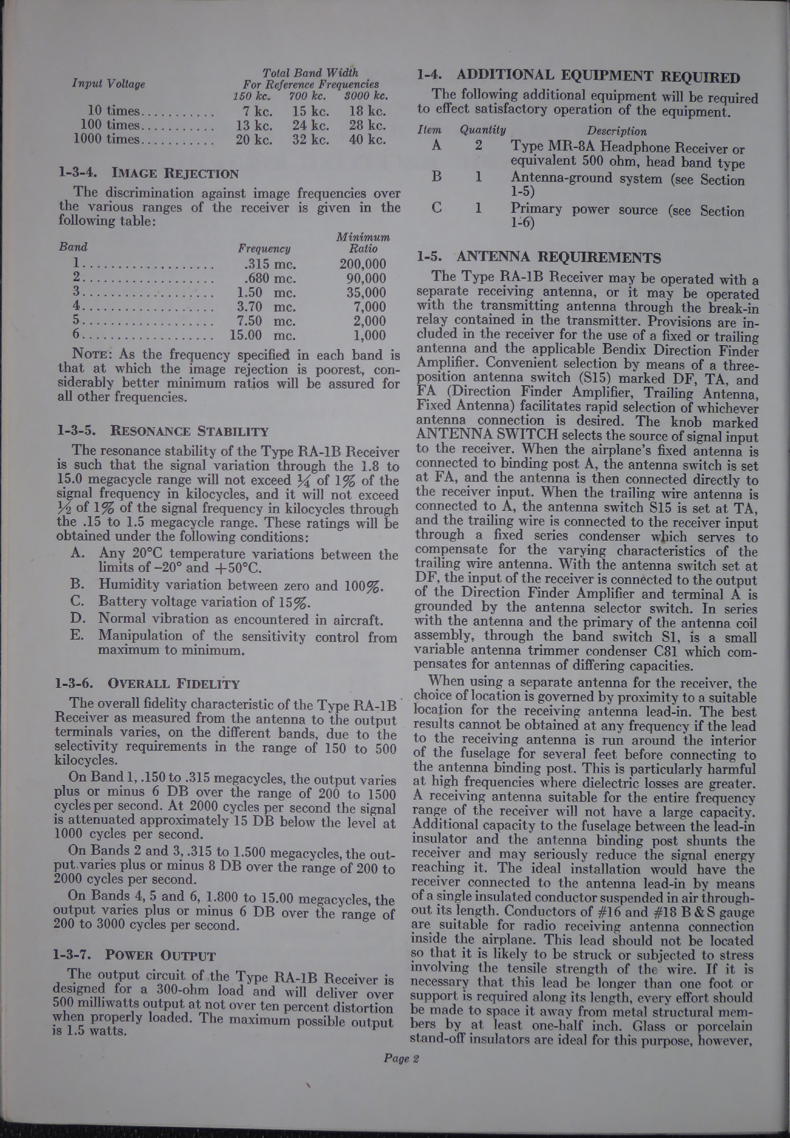 Sample page 8 from AirCorps Library document: Instruction Book for Models RA-1B, RA-11, and RA-1J Aircraft Receiving Equipment