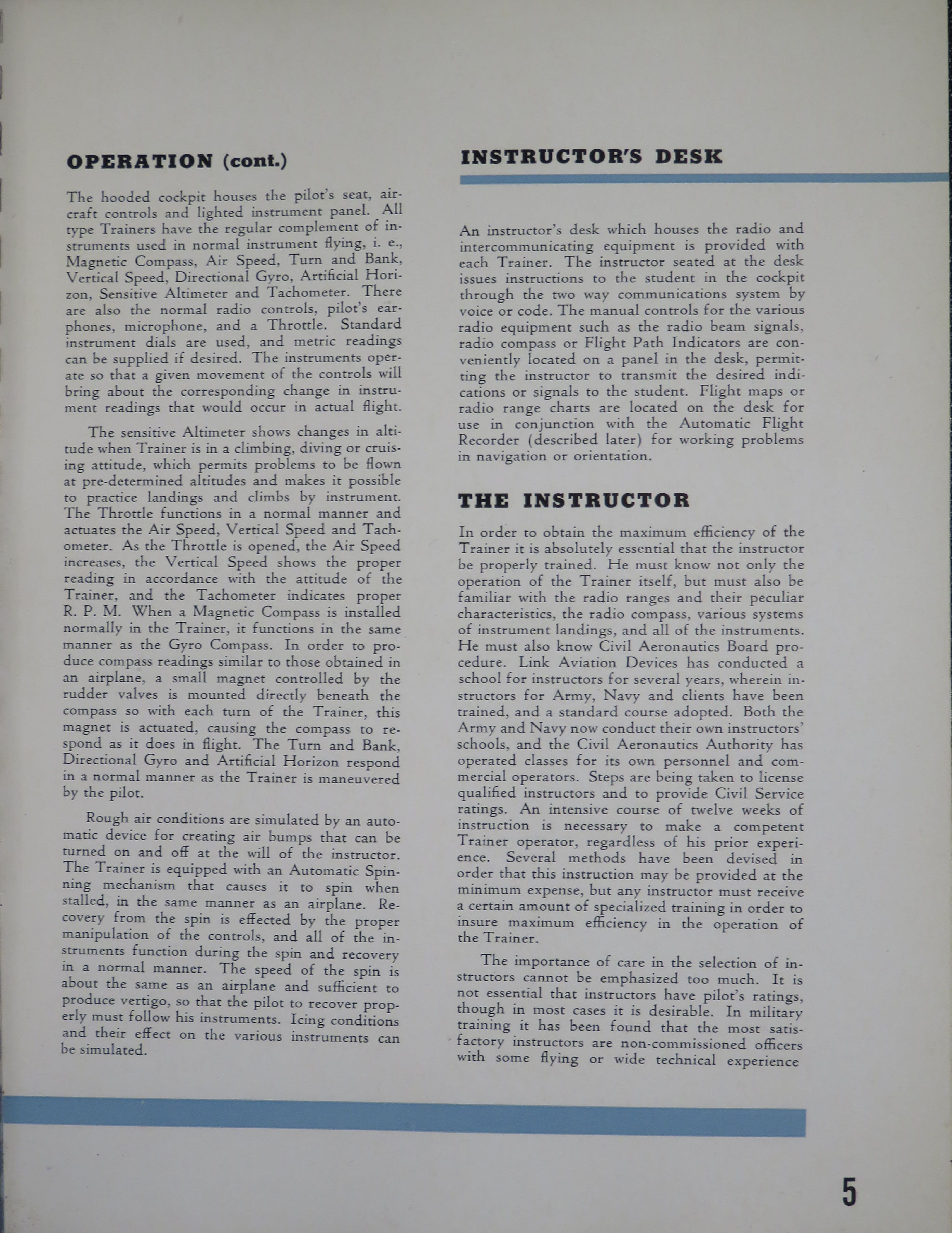 Sample page 7 from AirCorps Library document: Link Aviation Trainer for Instrument Flying, Landing, and Radio Navigation Instruction