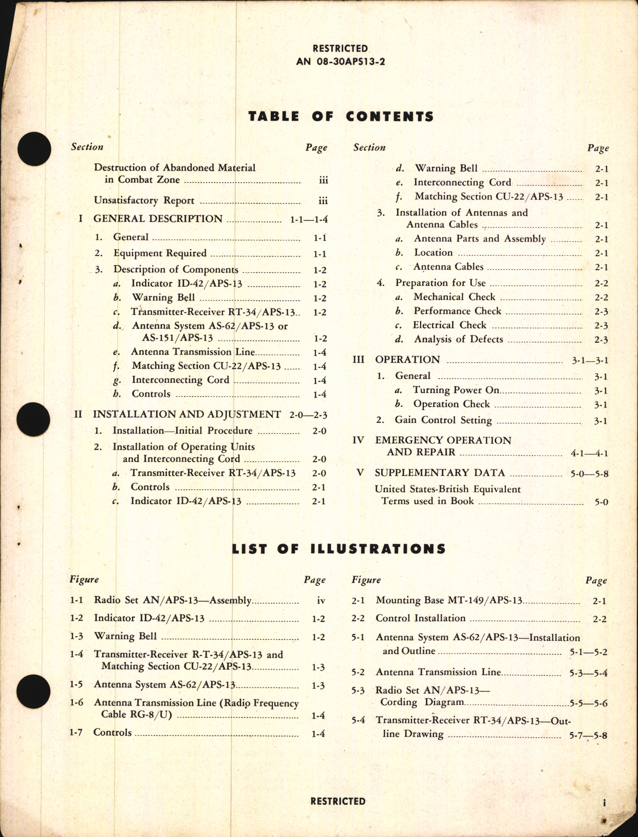 Sample page 5 from AirCorps Library document: Operating Instructions for Radio Set AN/APS-13