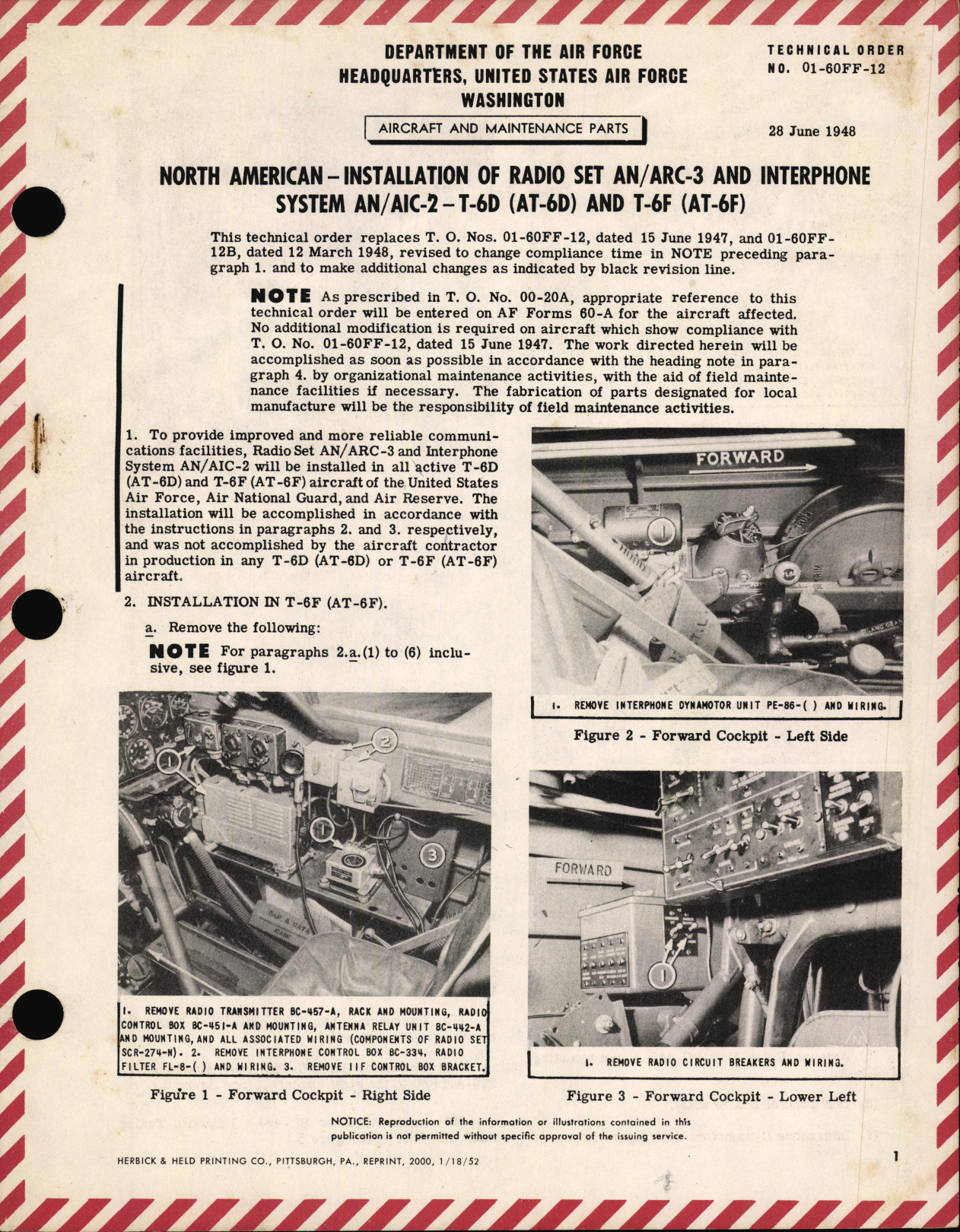 Sample page 1 from AirCorps Library document: Installation of Radio Set AN/ARC-3 and Interphone System AN/AIC-2